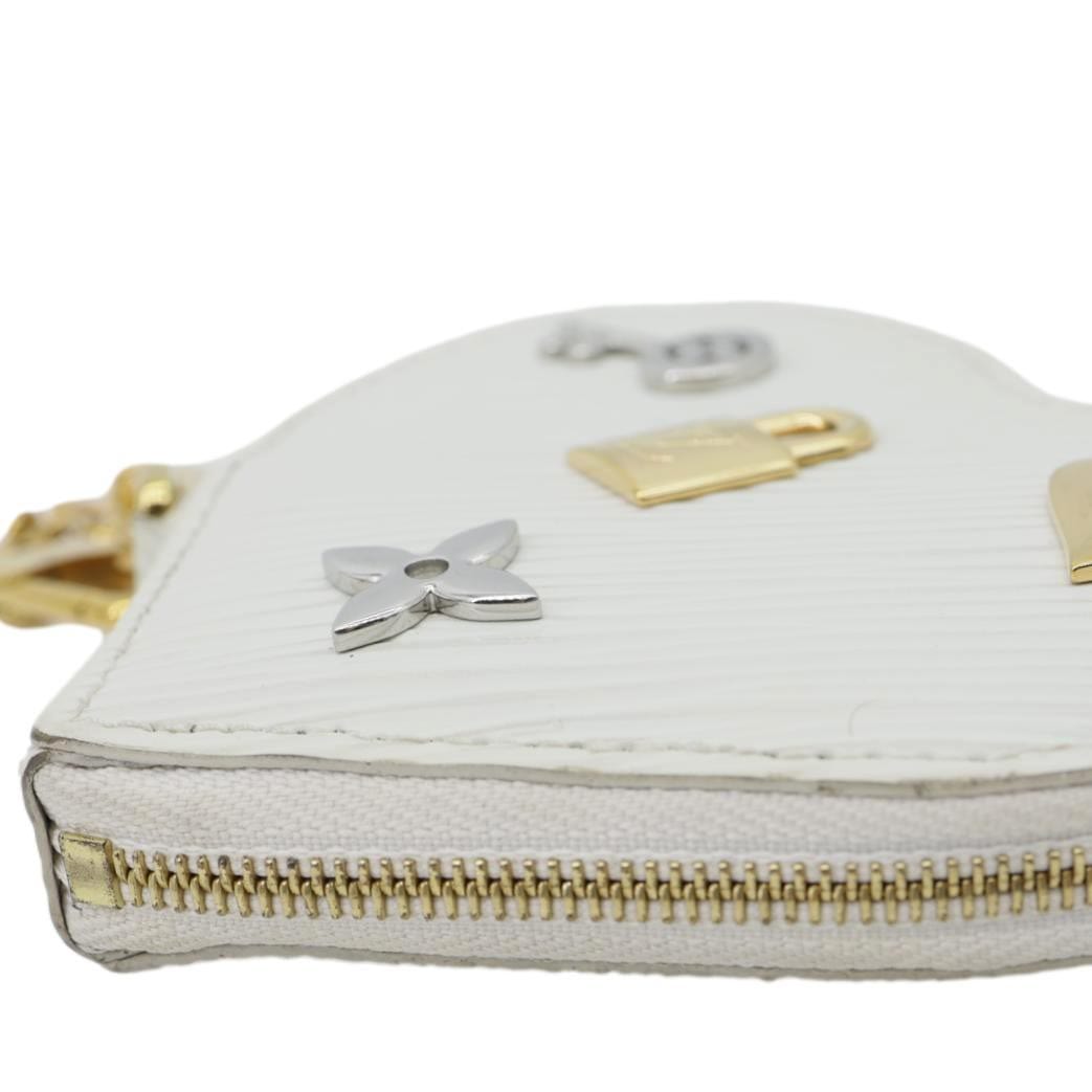 LOUIS VUITTON Love Lock Heart Epi Leather Coin Pouch White