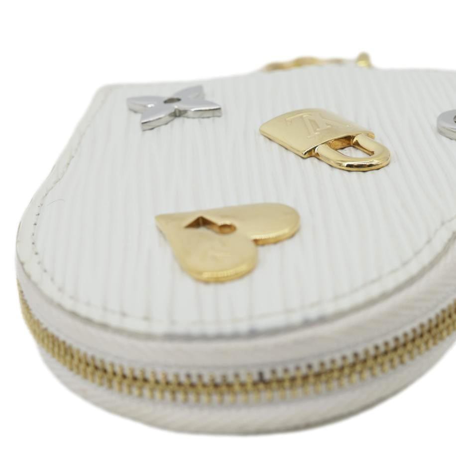 LOUIS VUITTON Love Lock Heart Epi Leather Coin Pouch White