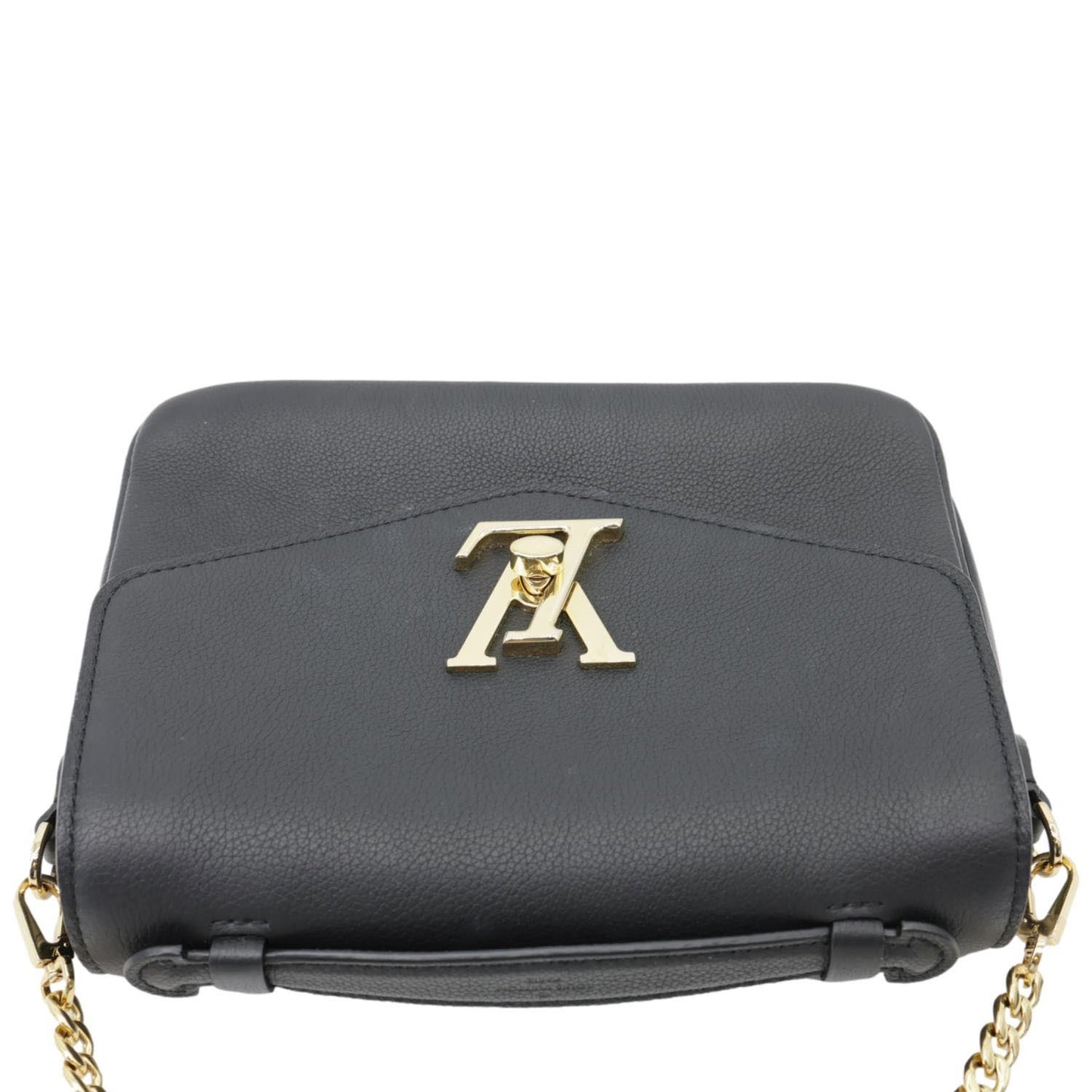 LOUIS VUITTON Lockme Oxford Grained Leather Crossbody Bag Black