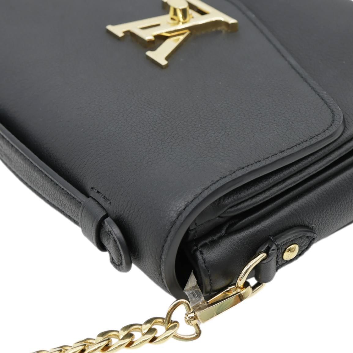 LOUIS VUITTON Lockme Oxford Grained Leather Crossbody Bag Black