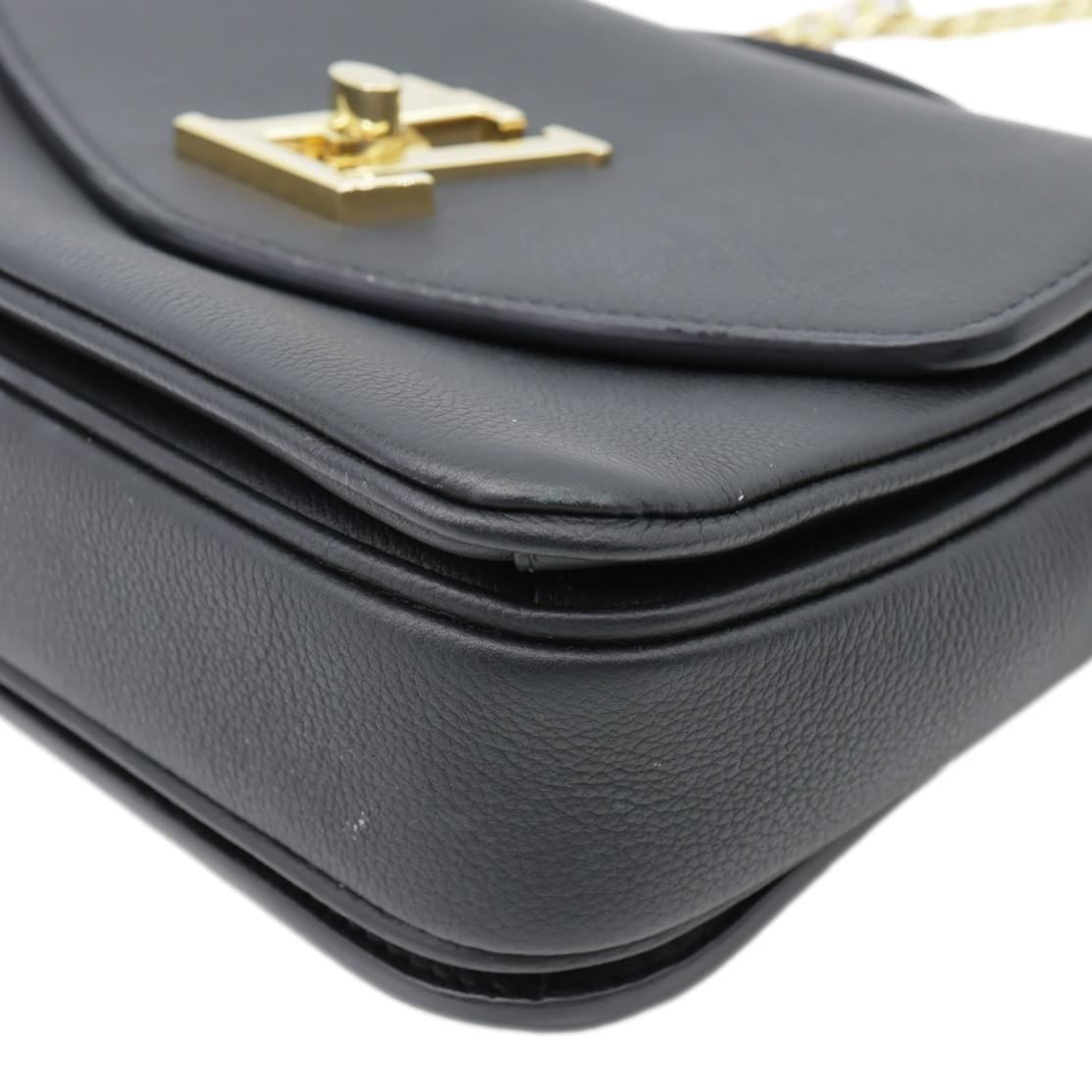 LOUIS VUITTON Lockme Oxford Grained Leather Crossbody Bag Black