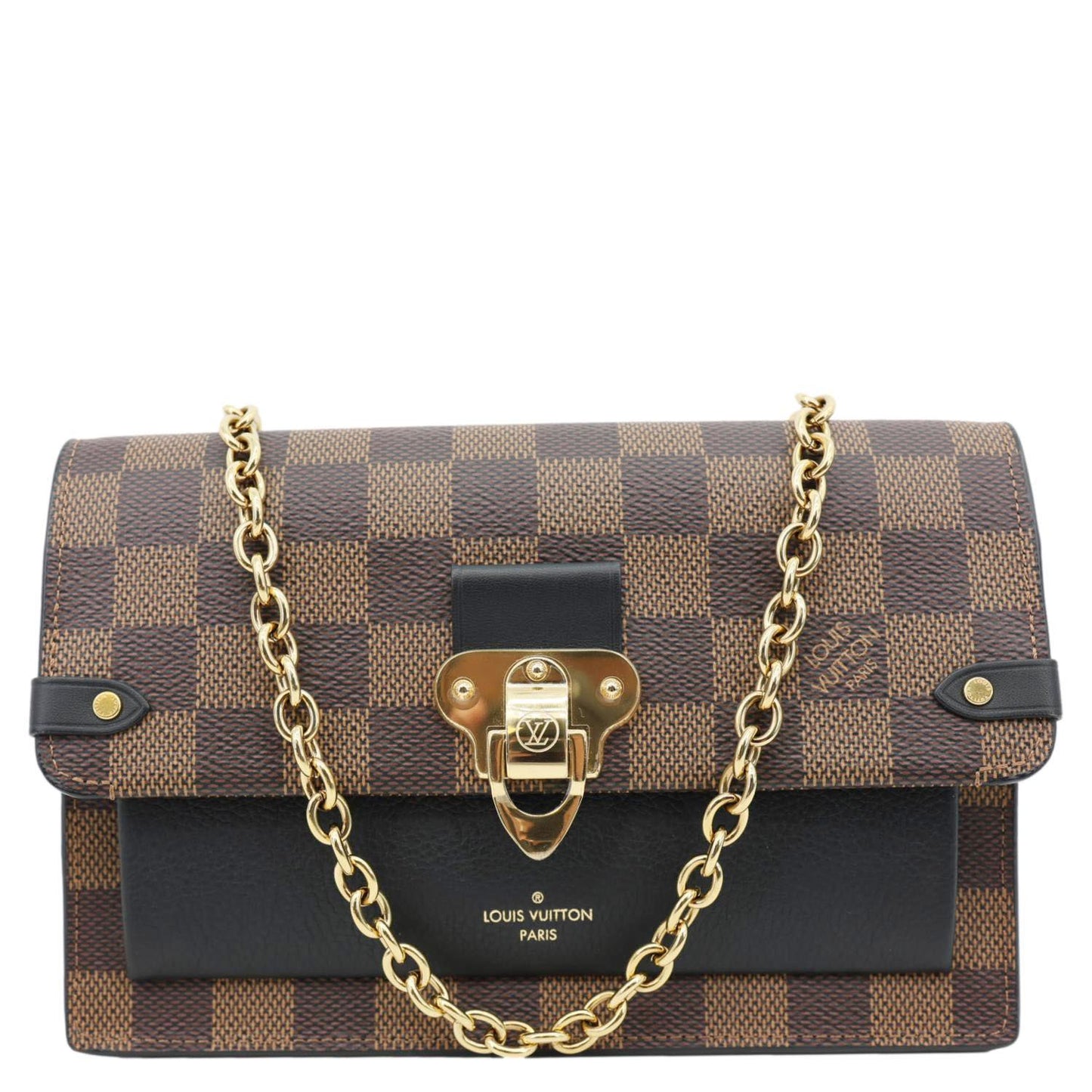 LOUIS VUITTON Vavin PM Damier Ebene Chain Crossbody Bag Black