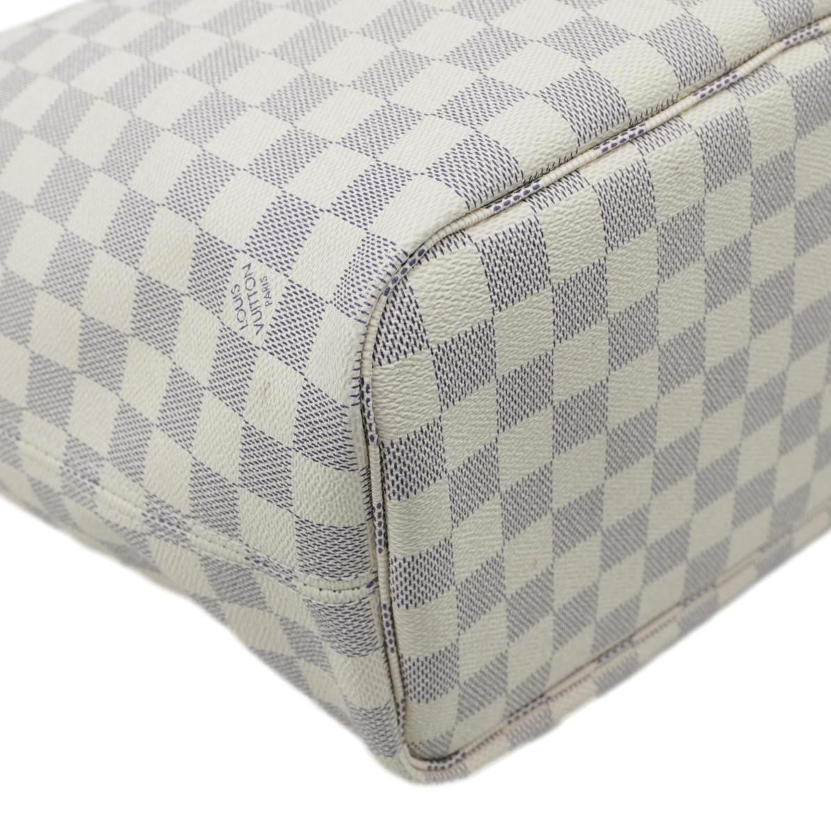 LOUIS VUITTON Neverfull MM Damier Azur Tote Bag Rose Ballerine