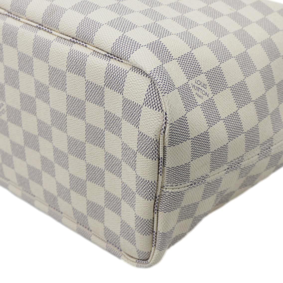 LOUIS VUITTON Neverfull MM Damier Azur Tote Bag Rose Ballerine