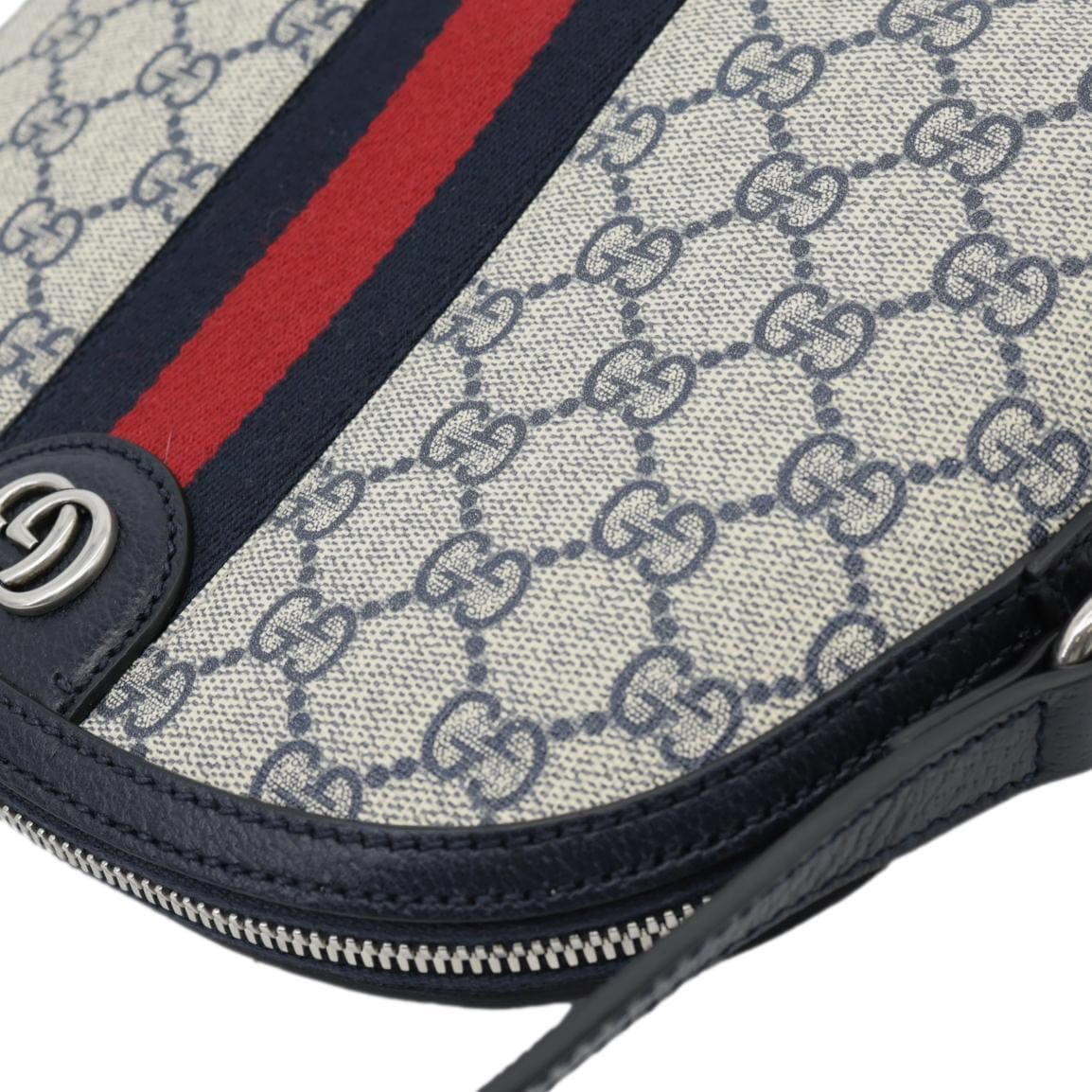 GUCCI Ophidia Dome Small GG Supreme Canvas Shoulder Bag Navy Blue 499621