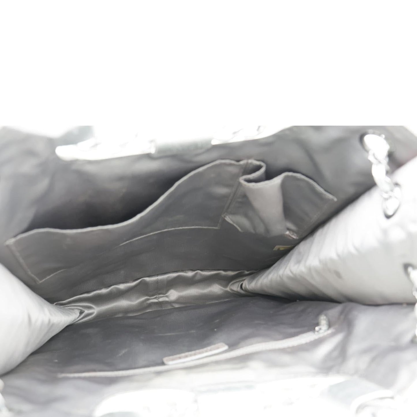 CHANEL Large Vinyl Ice Cube Shopper Tote Bag Silver