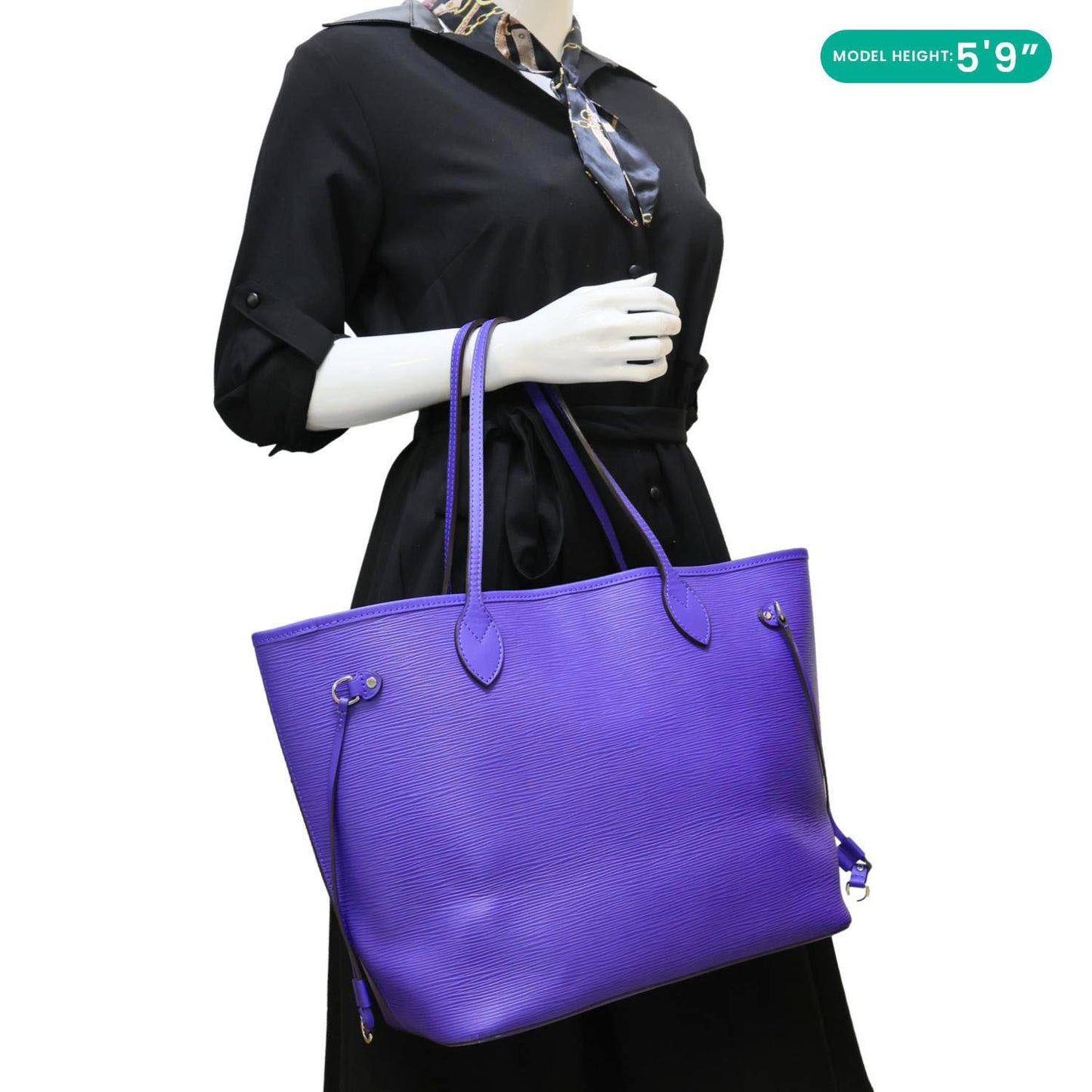 LOUIS VUITTON Neverfull MM Epi Leather Tote Shoulder Bag Purple