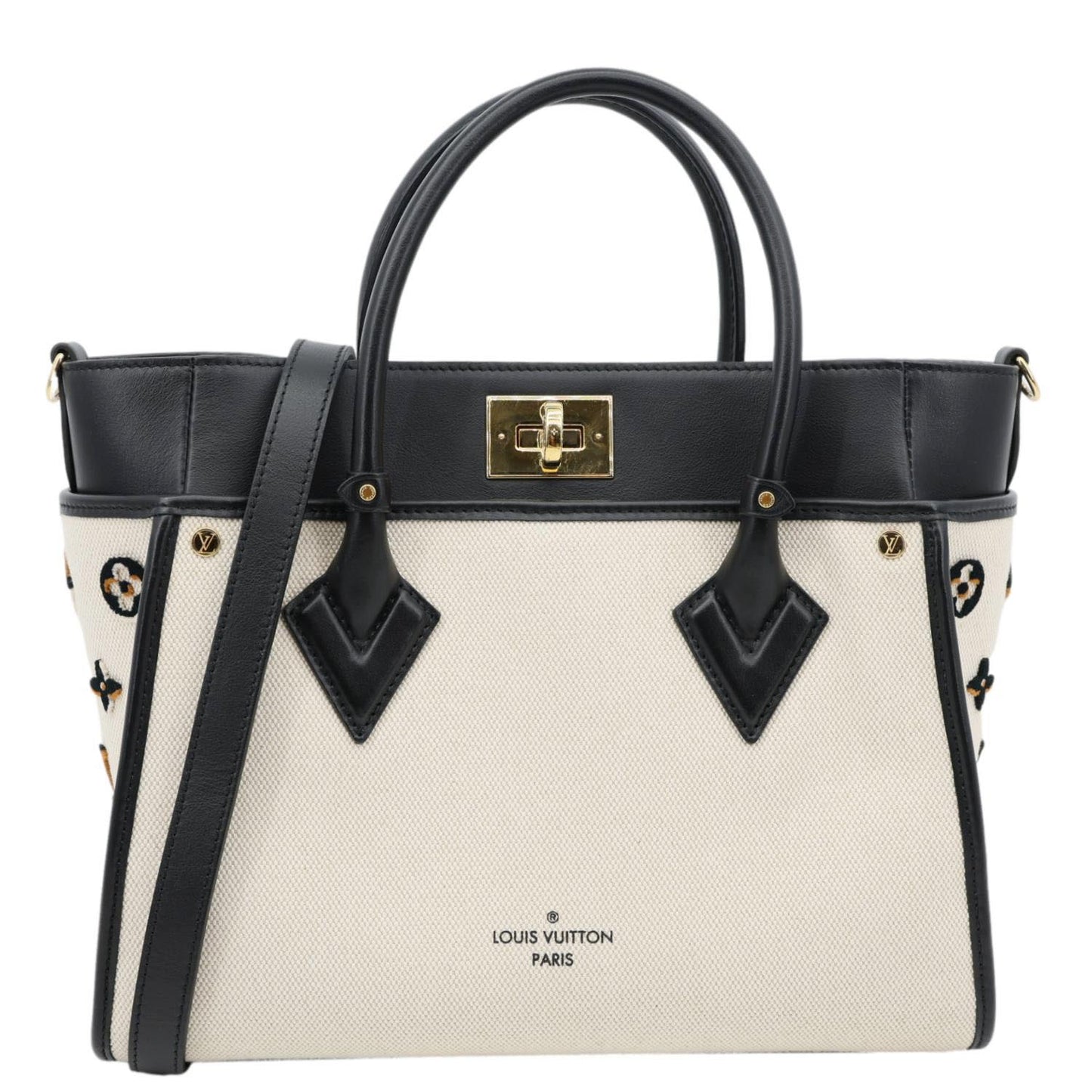 LOUIS VUITTON On My Side MM Monogram Tufted Canvas Shoulder Bag Off White