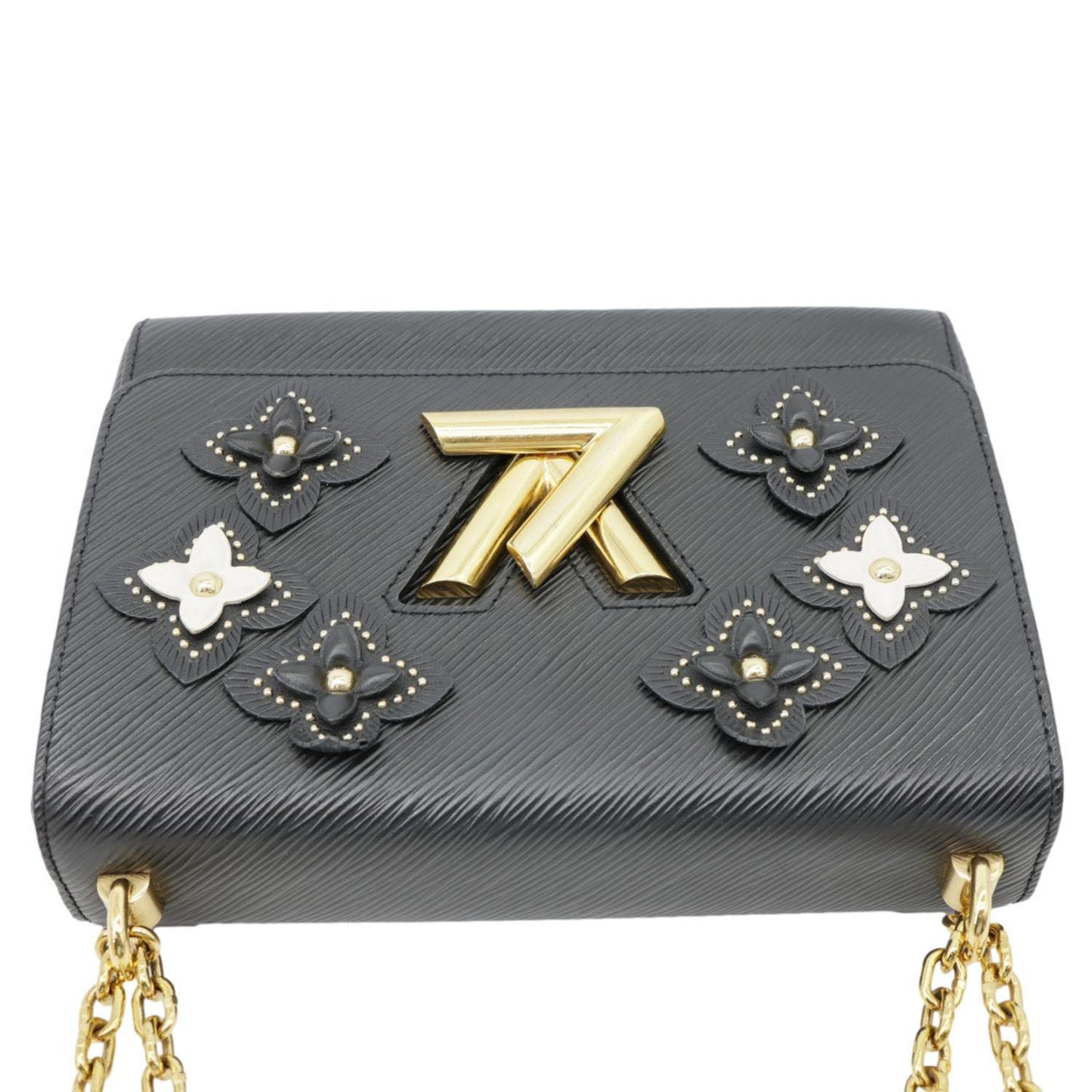 LOUIS VUITTON Twist Flower MM Epi Leather Crossbody Bag Black