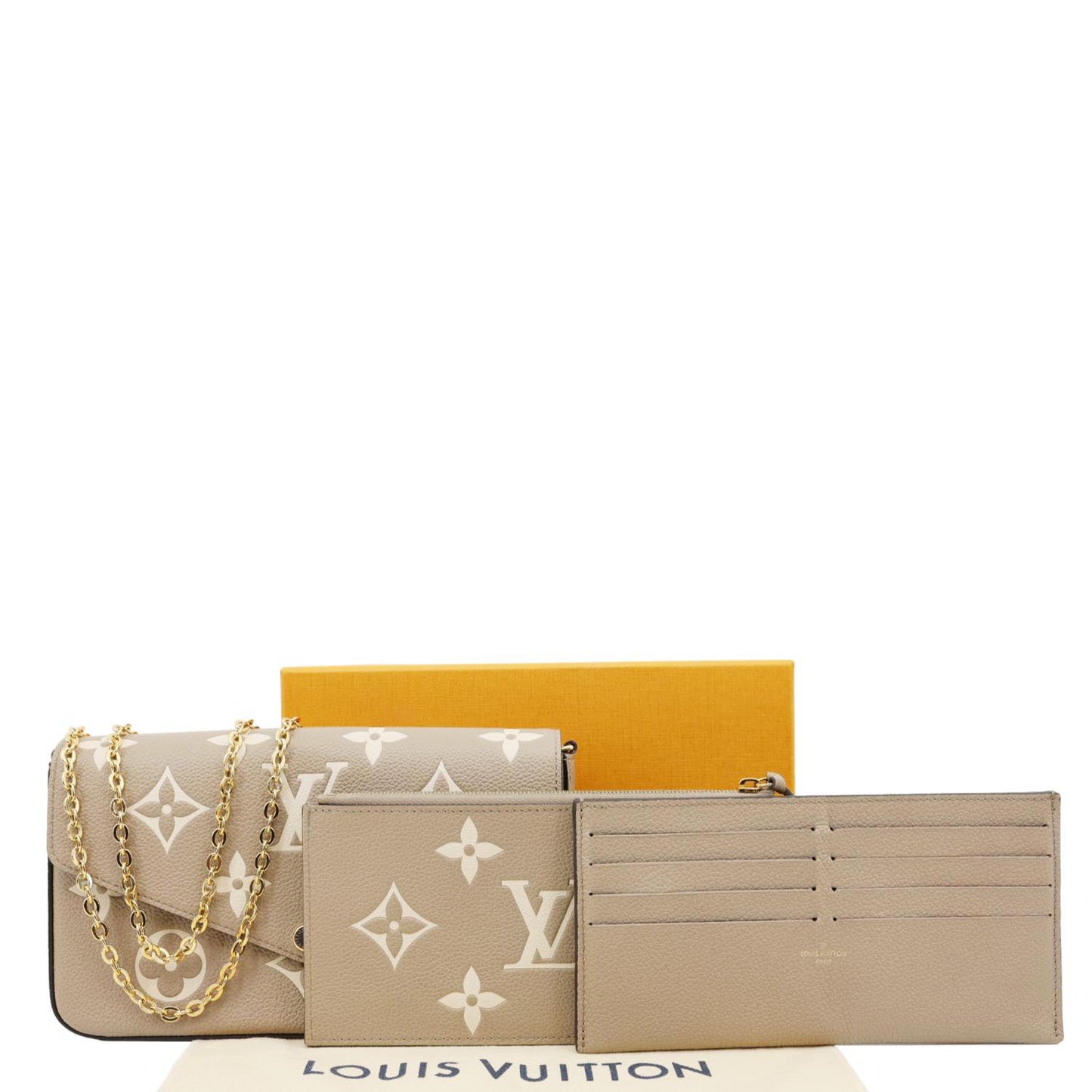 LOUIS VUITTON Felicie Pochette Monogram Empreinte Crossbody Bag Tourterelle Creme