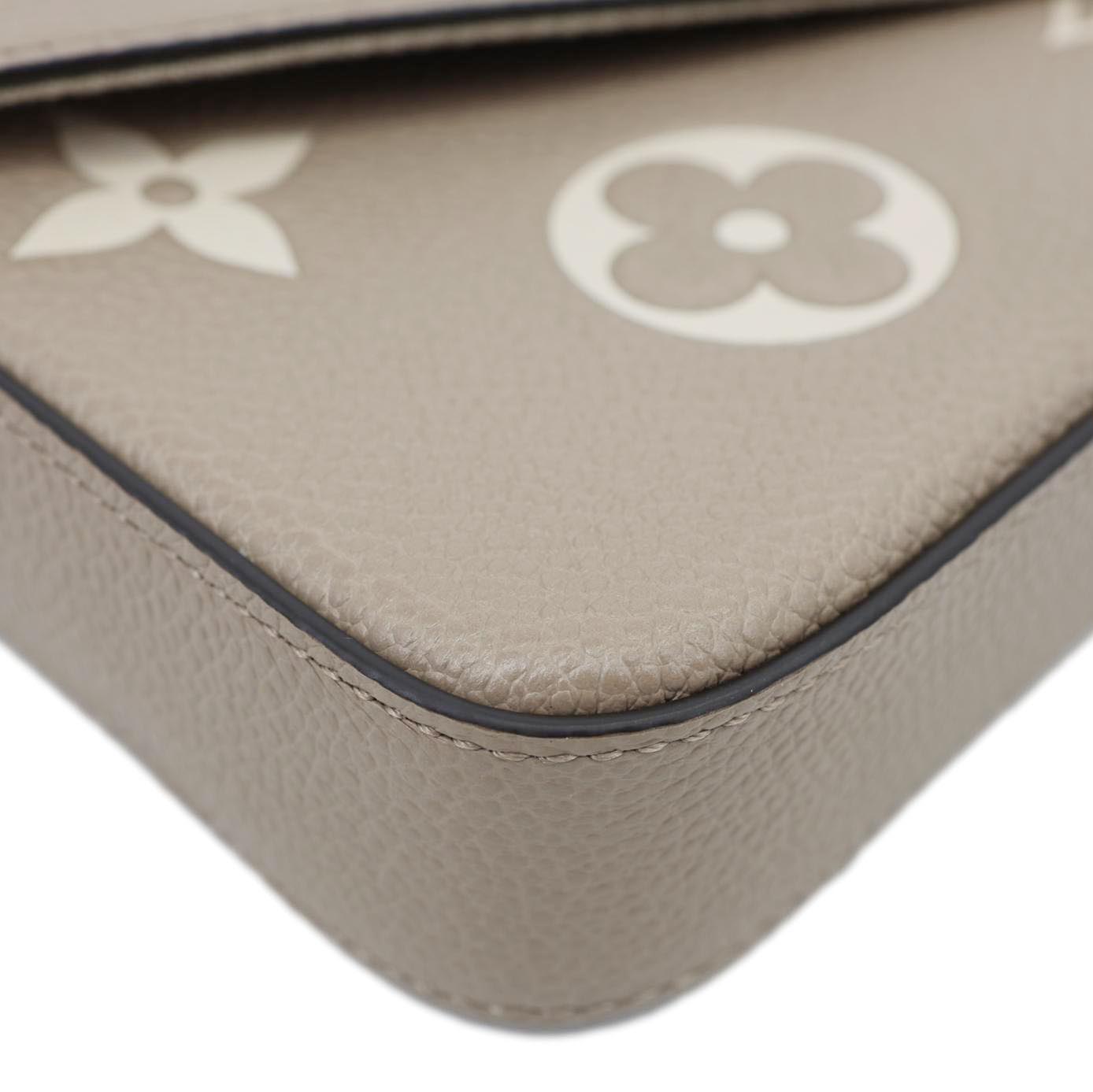 LOUIS VUITTON Felicie Pochette Monogram Empreinte Crossbody Bag Tourterelle Creme