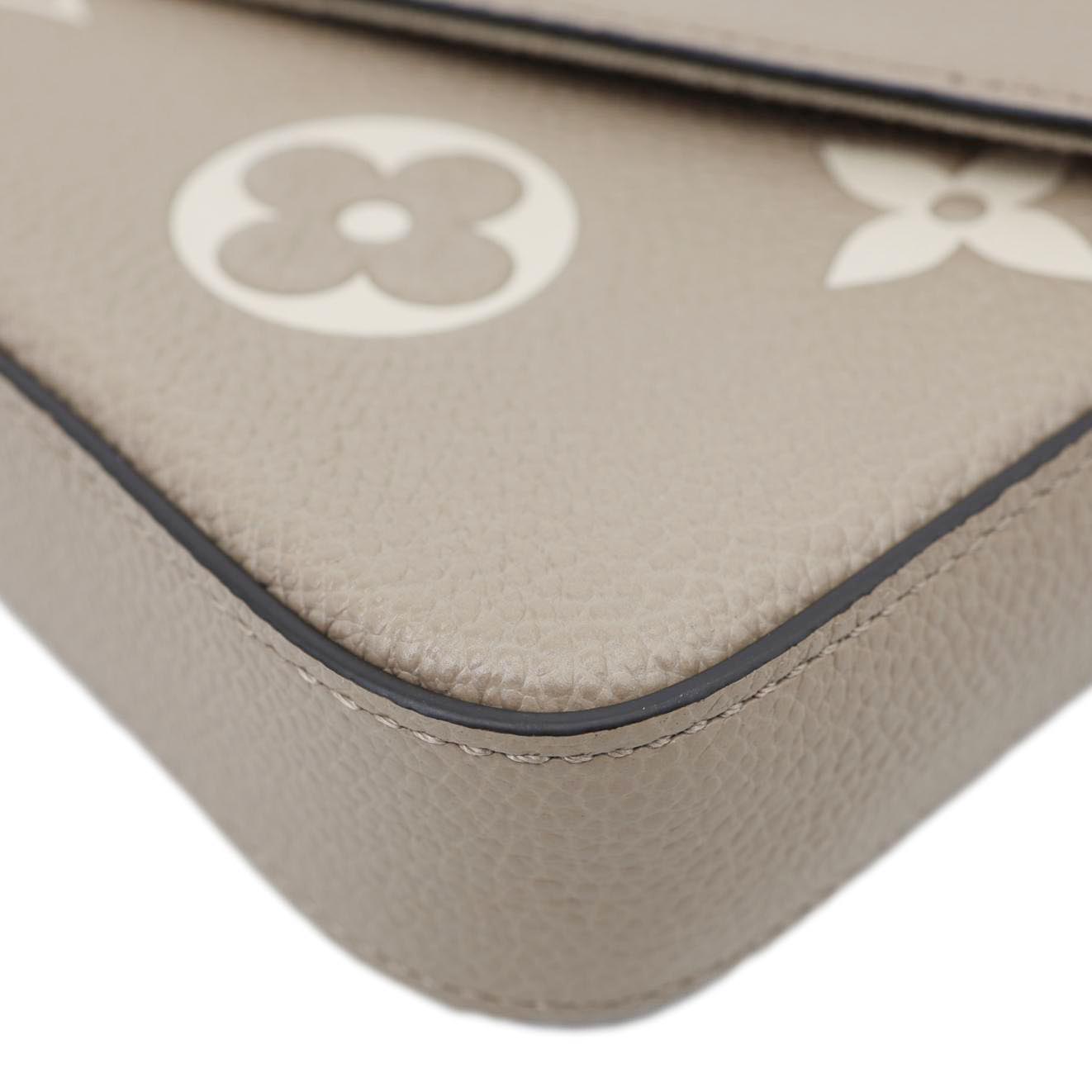 LOUIS VUITTON Felicie Pochette Monogram Empreinte Crossbody Bag Tourterelle Creme