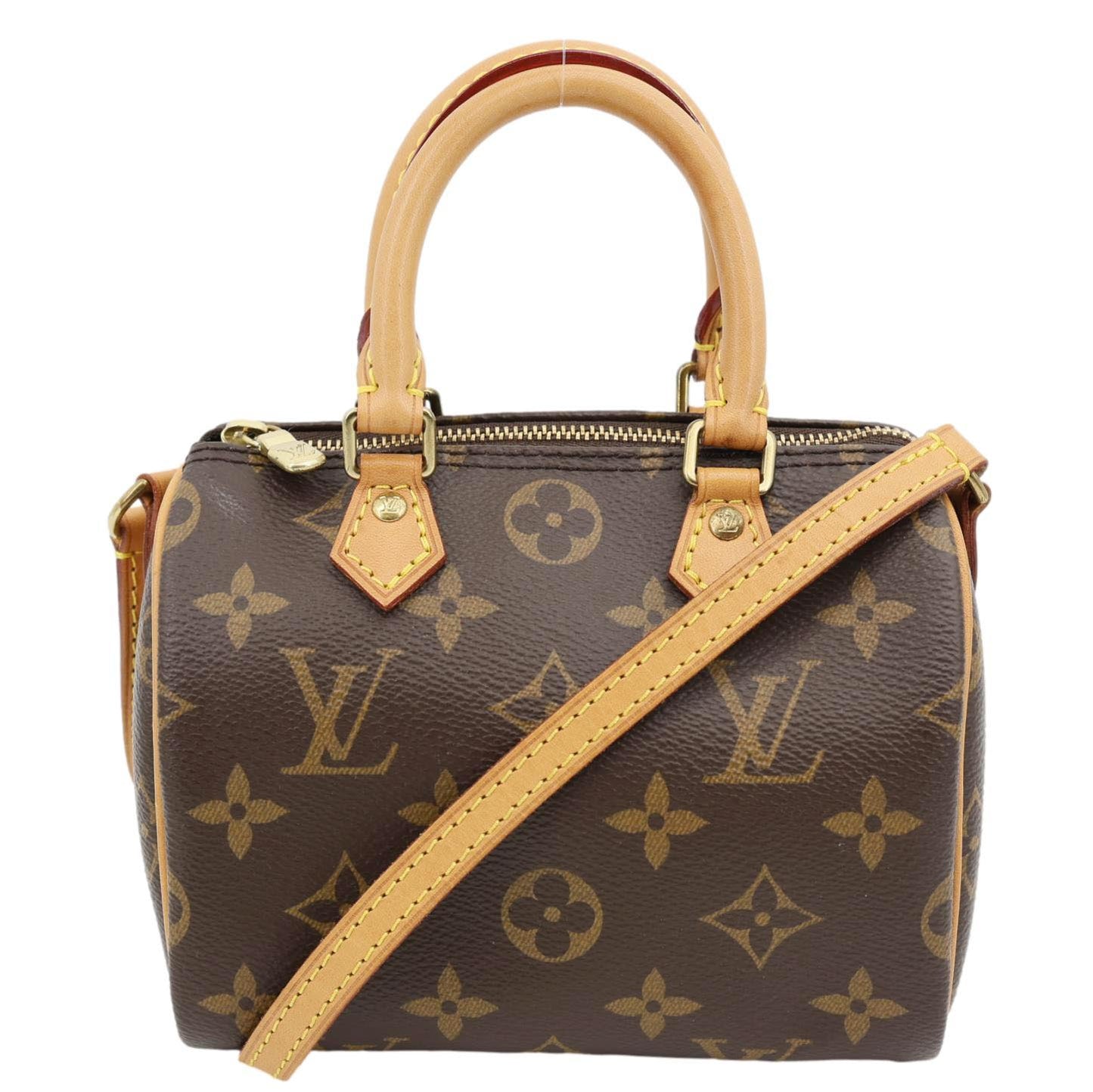 LOUIS VUITTON Nano Speedy Bandouliere Monogram Canvas Crossbody Bag Brown