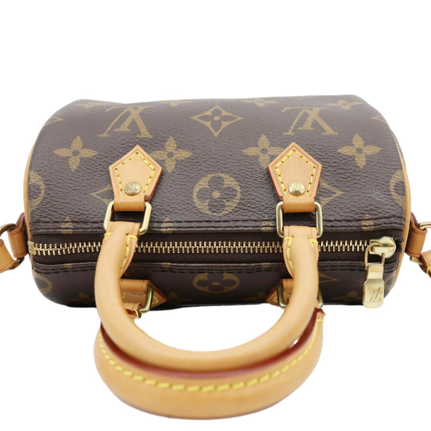 LOUIS VUITTON Nano Speedy Bandouliere Monogram Canvas Crossbody Bag Brown