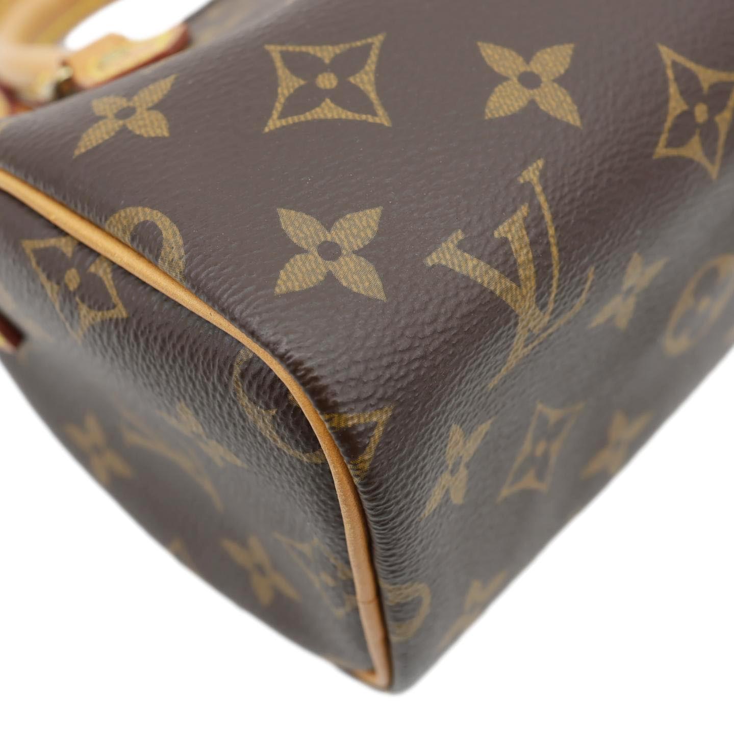 LOUIS VUITTON Nano Speedy Bandouliere Monogram Canvas Crossbody Bag Brown
