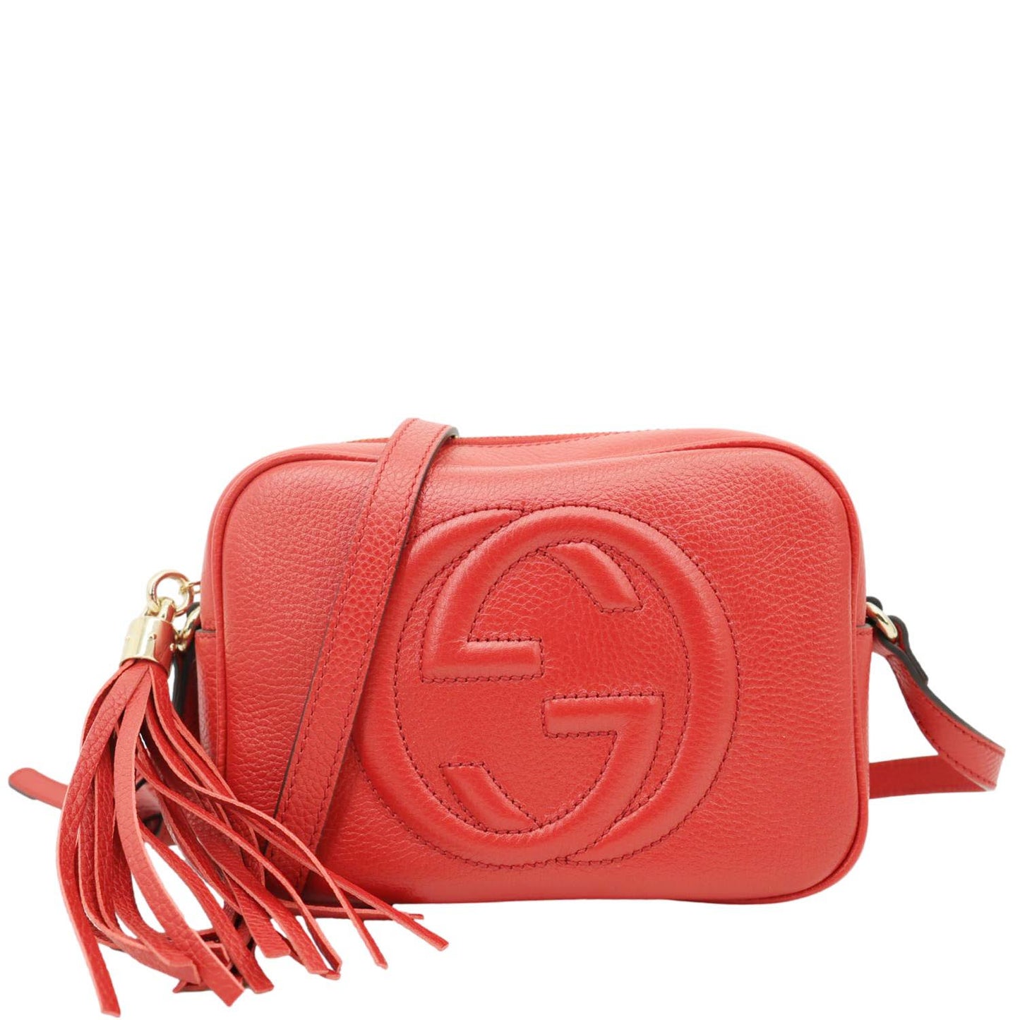 GUCCI Soho Disco Small Leather Crossbody Bag Red 308364
