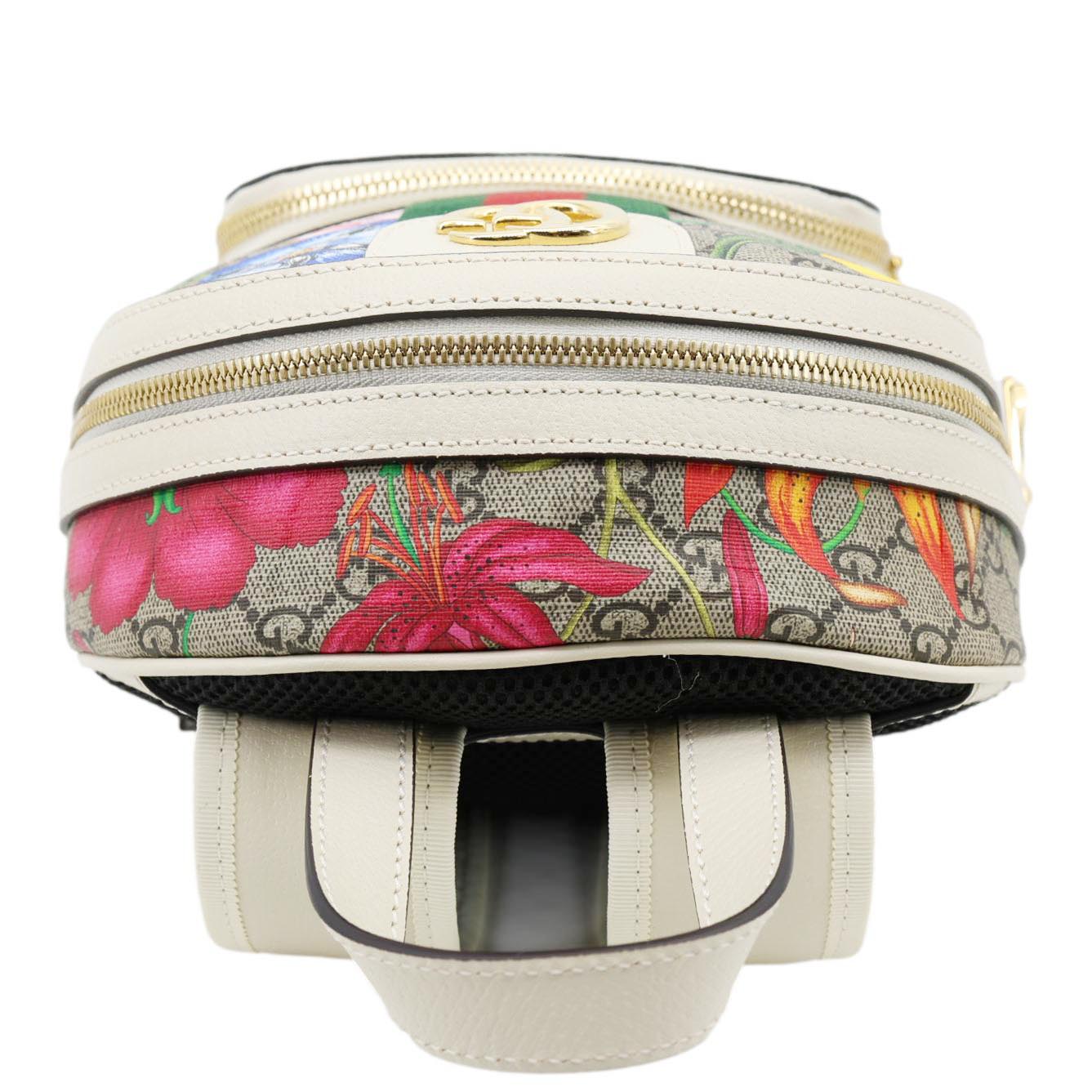 GUCCI Ophidia GG Flora Small Supreme Canvas Backpack Bag Beige 547965
