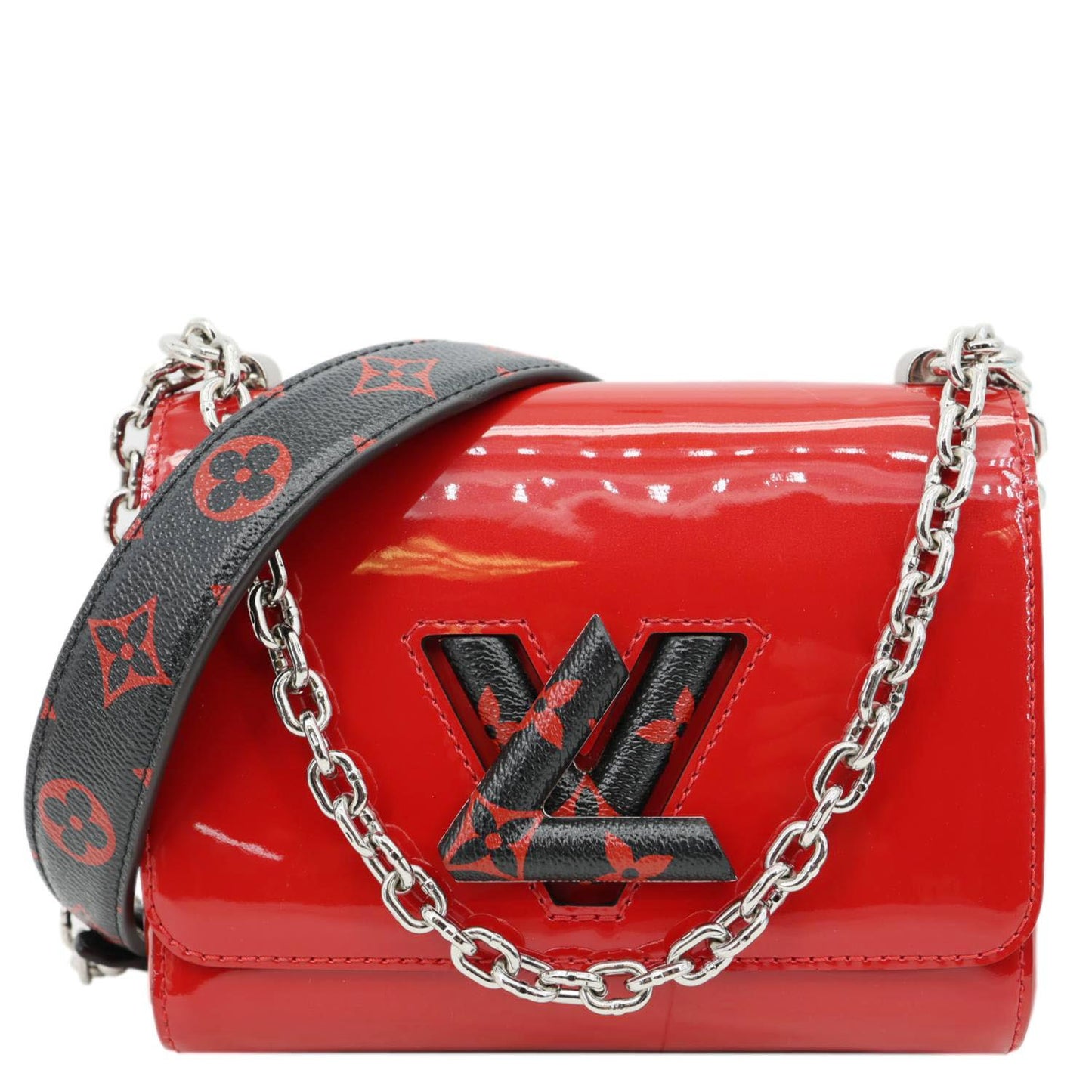 LOUIS VUITTON Twist PM Infrarouge Vernis Chain Shoulder Bag Red