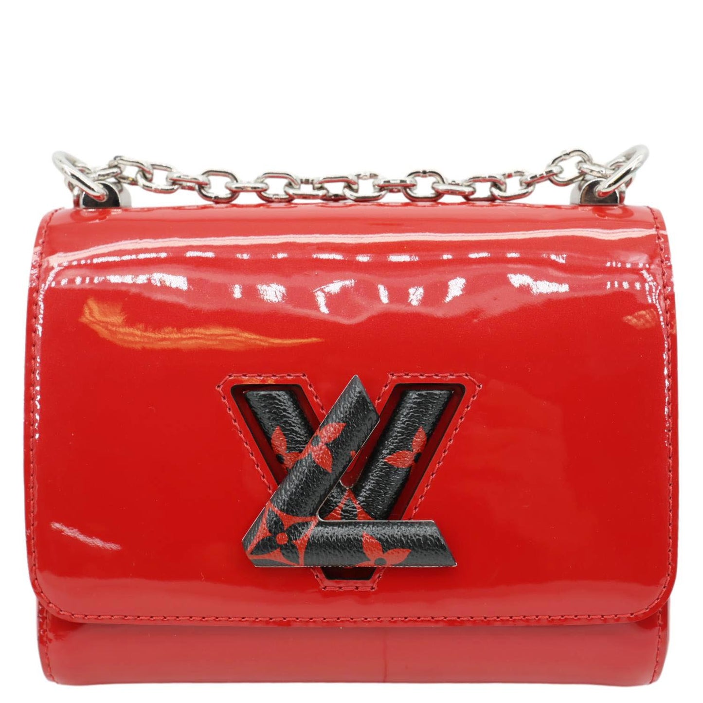 LOUIS VUITTON Twist PM Infrarouge Vernis Chain Shoulder Bag Red