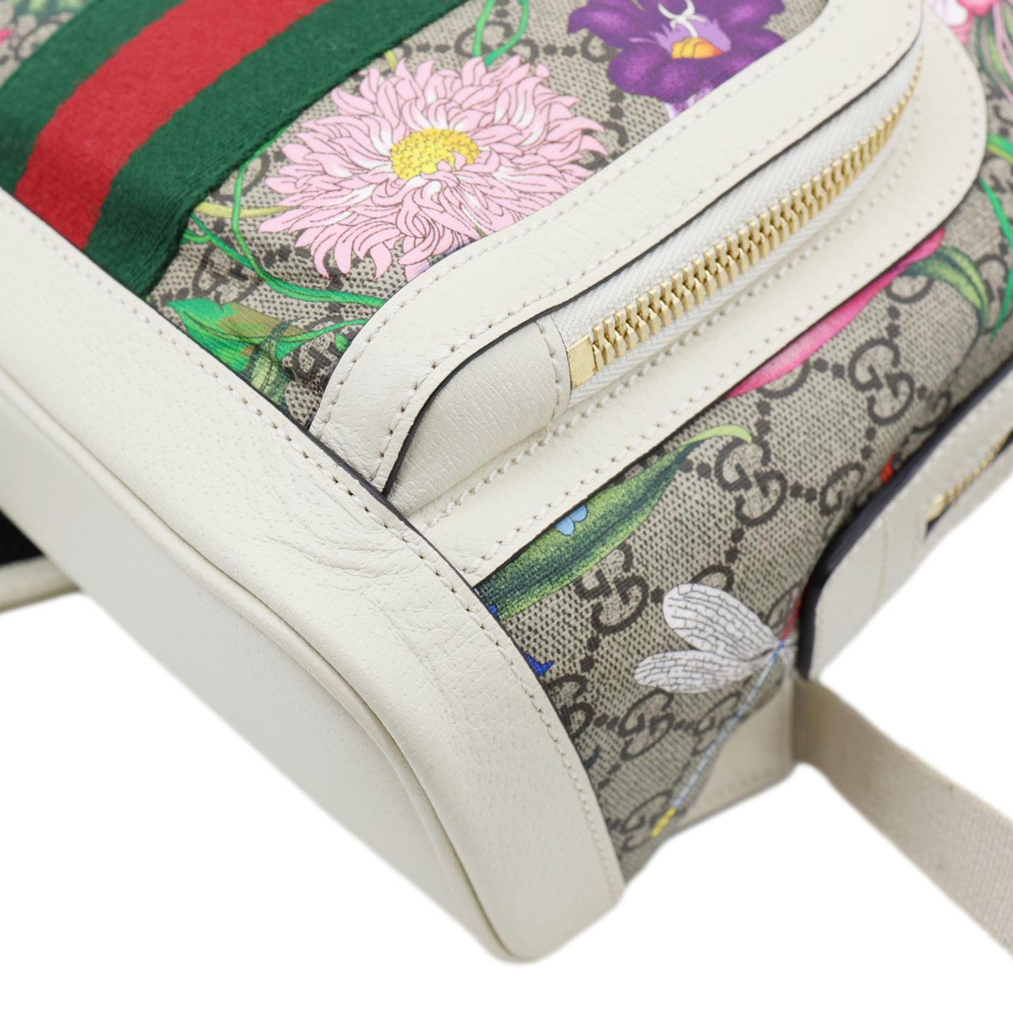GUCCI Ophidia GG Flora Small Supreme Canvas Backpack Bag Beige 547965