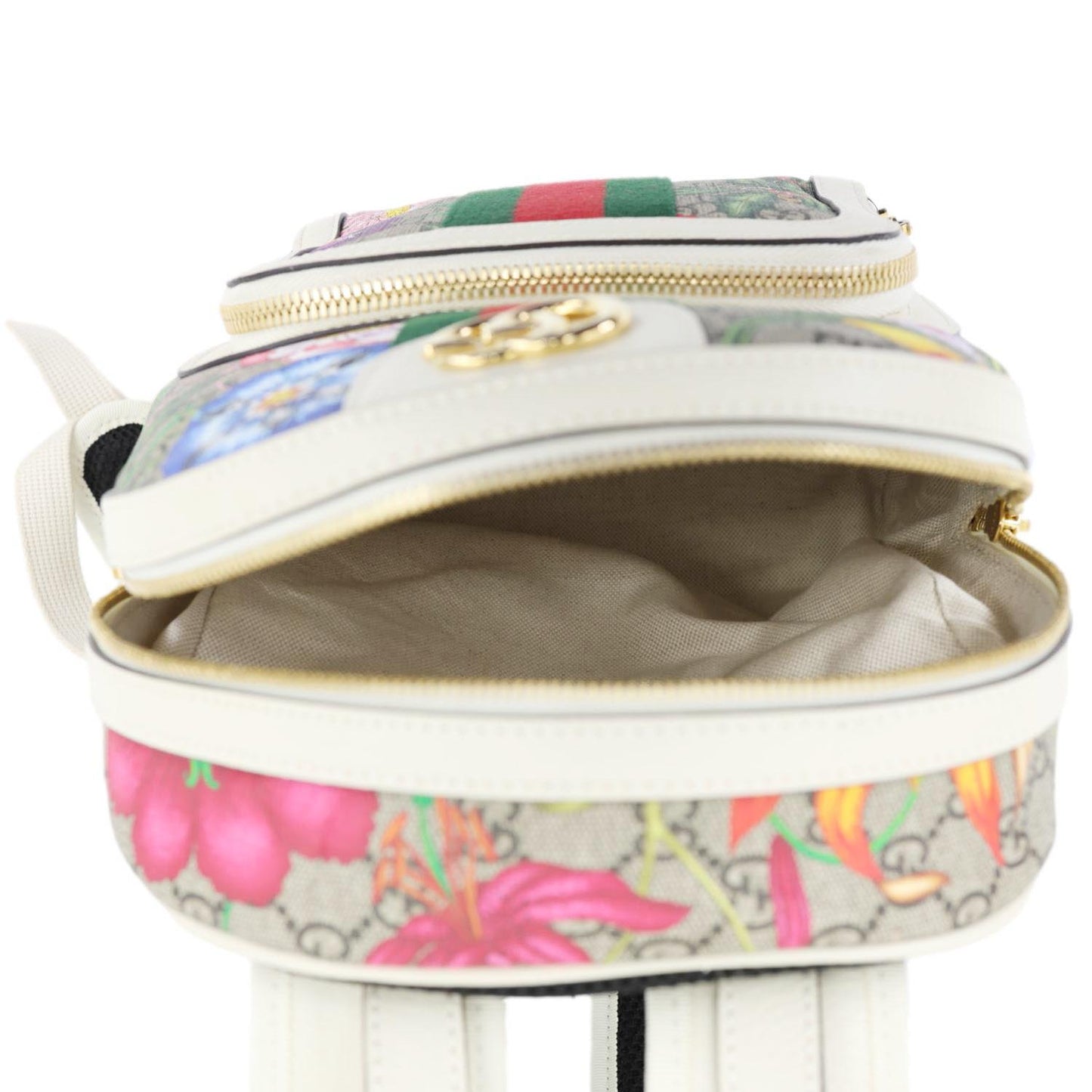 GUCCI Ophidia GG Flora Small Supreme Canvas Backpack Bag Beige 547965