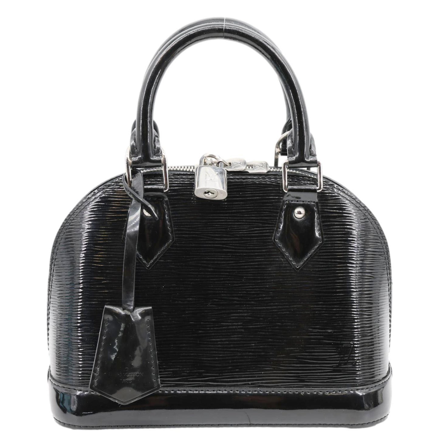 LOUIS VUITTON Alma BB Electric Epi Leather Satchel Bag Black