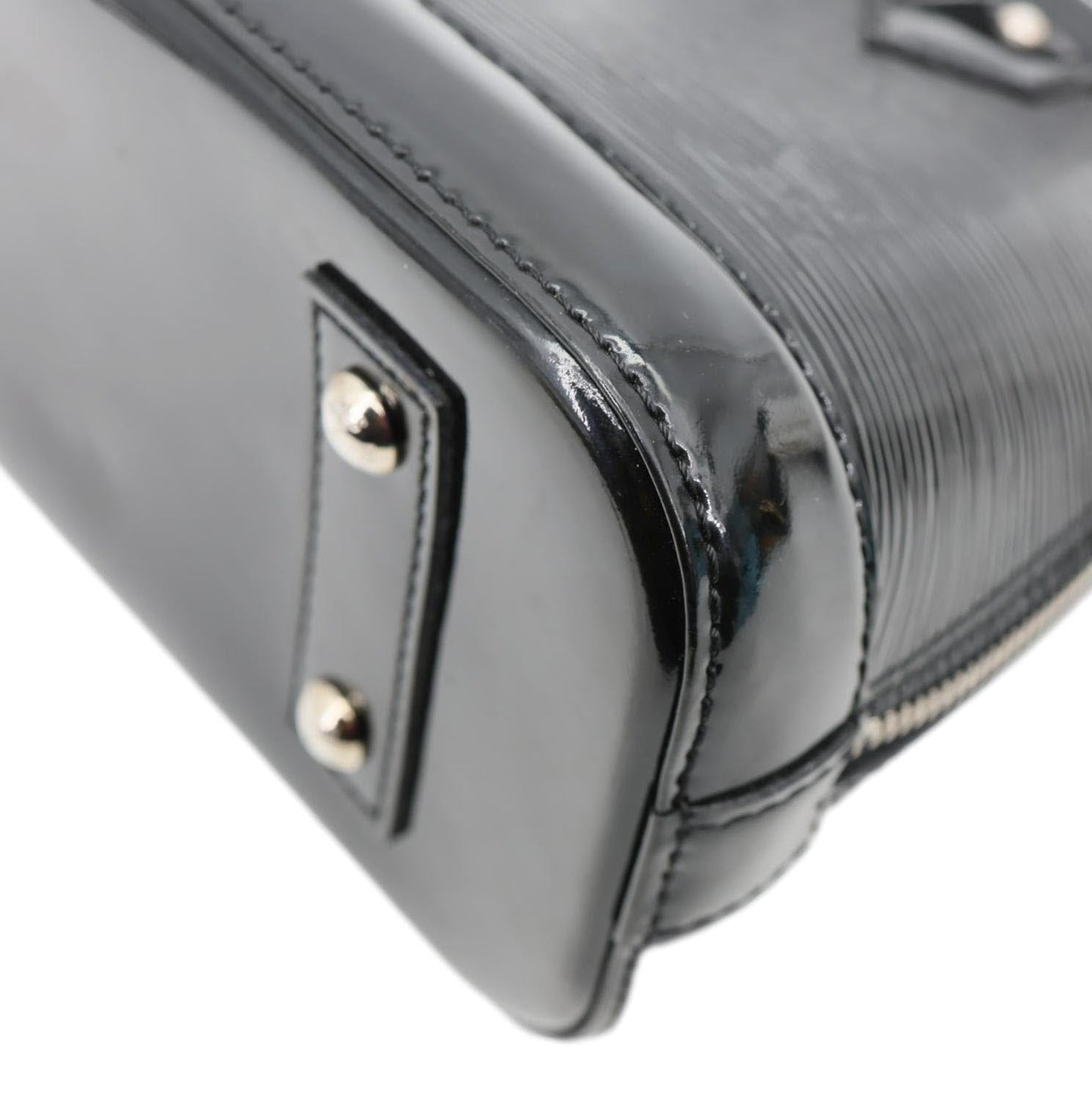 LOUIS VUITTON Alma BB Electric Epi Leather Satchel Bag Black