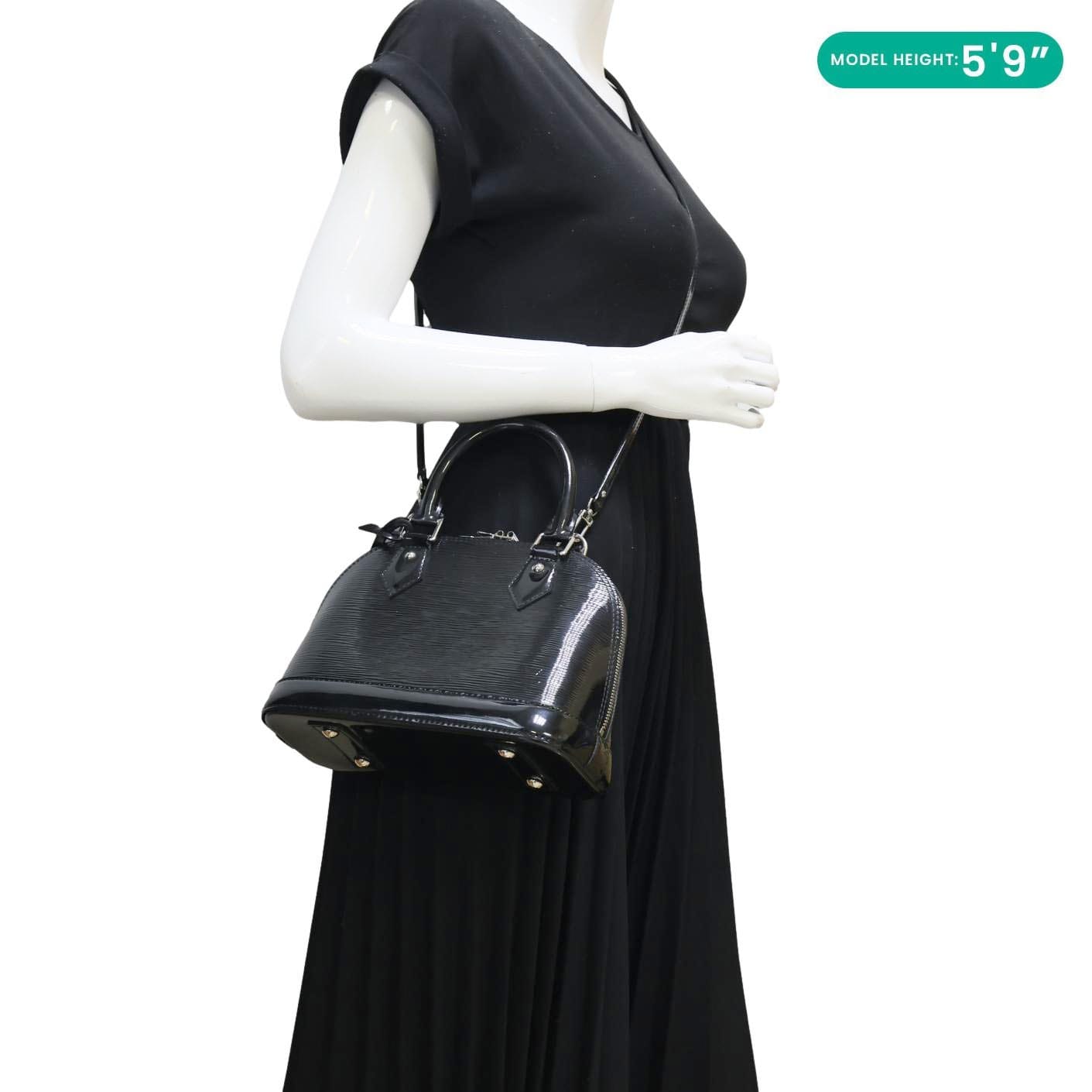 LOUIS VUITTON Alma BB Electric Epi Leather Satchel Bag Black