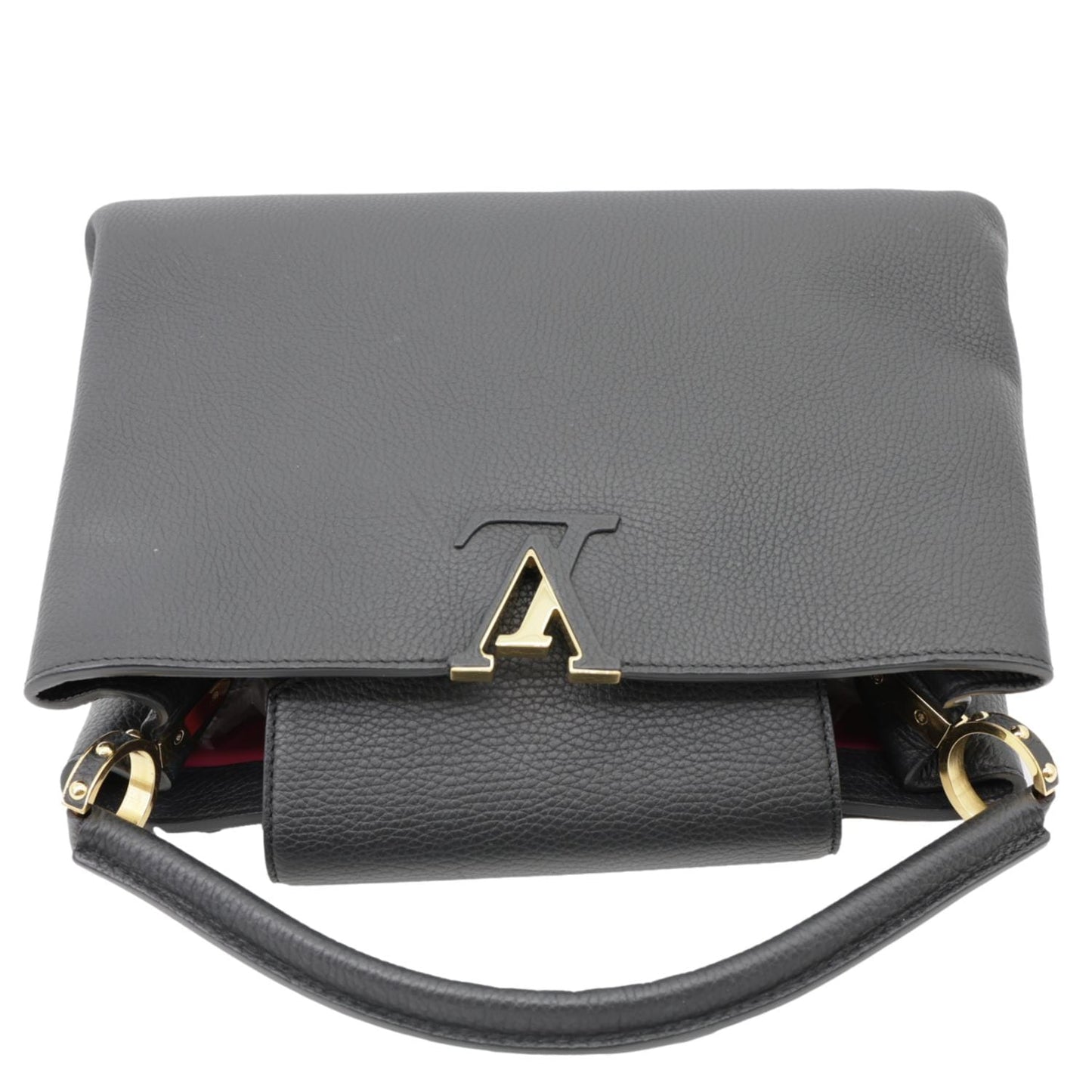 LOUIS VUITTON Capucines Taurillon Leather Satchel Bag Black