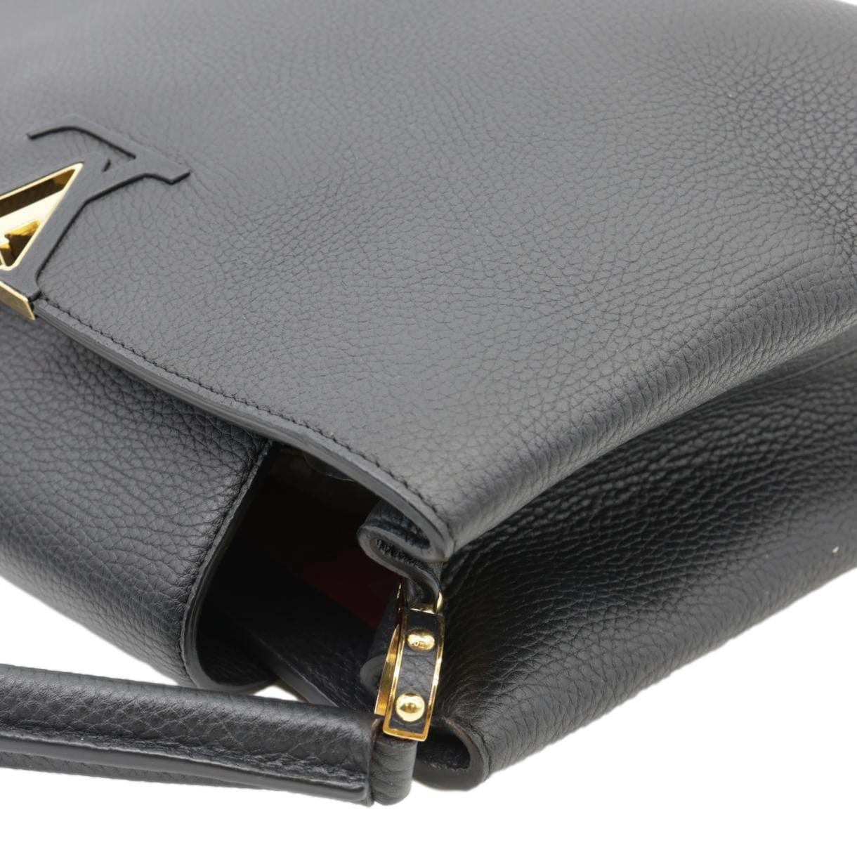 LOUIS VUITTON Capucines Taurillon Leather Satchel Bag Black