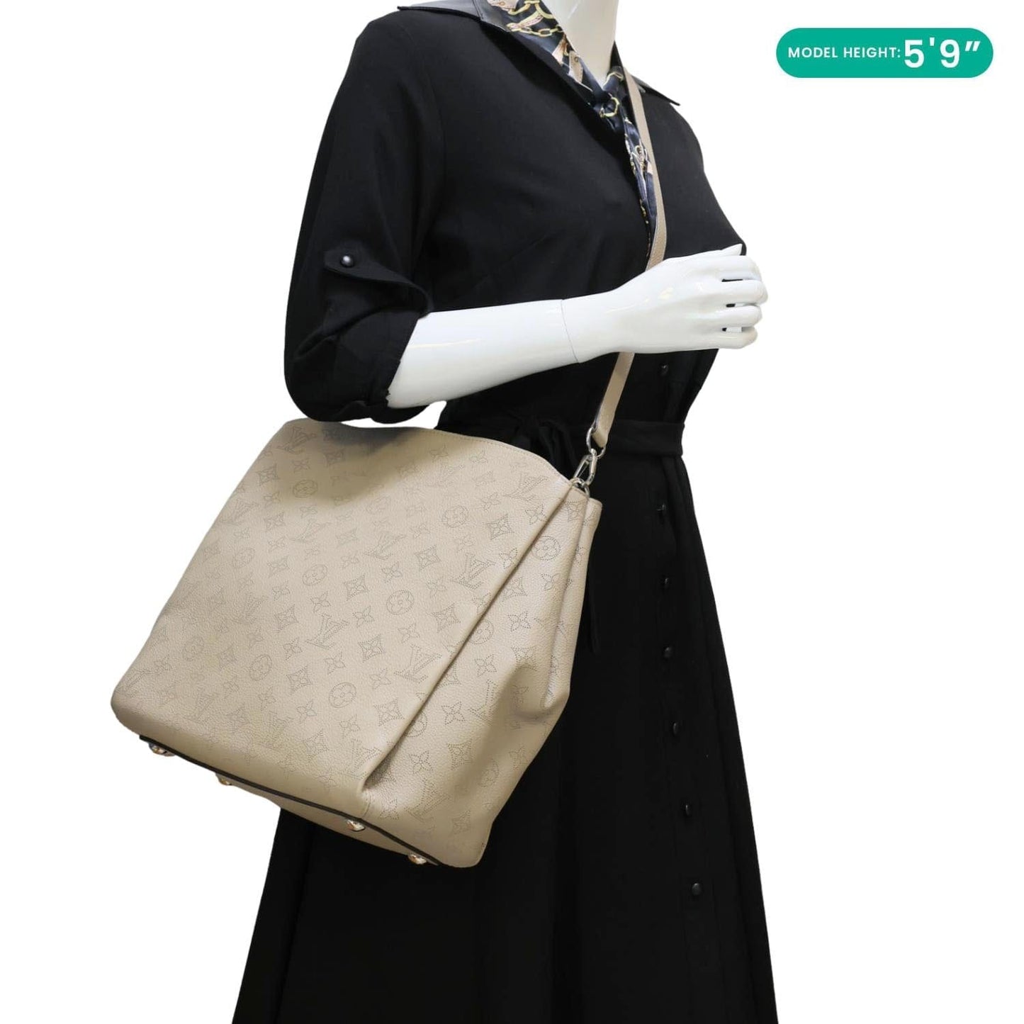 LOUIS VUITTON Babylone Mahina Calfskin Leather Shoulder Bag Galet