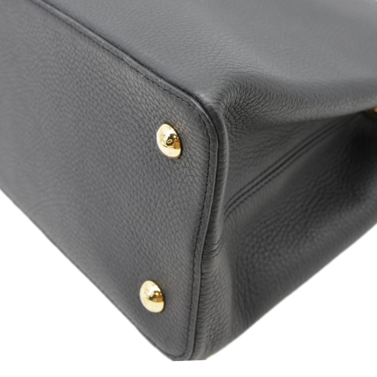 LOUIS VUITTON Capucines Taurillon Leather Satchel Bag Black