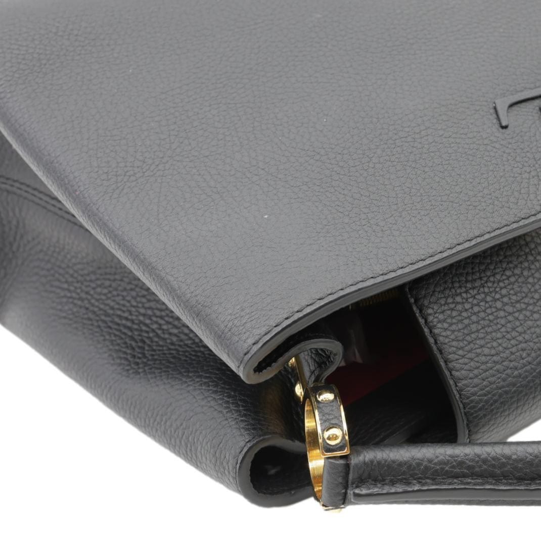 LOUIS VUITTON Capucines Taurillon Leather Satchel Bag Black