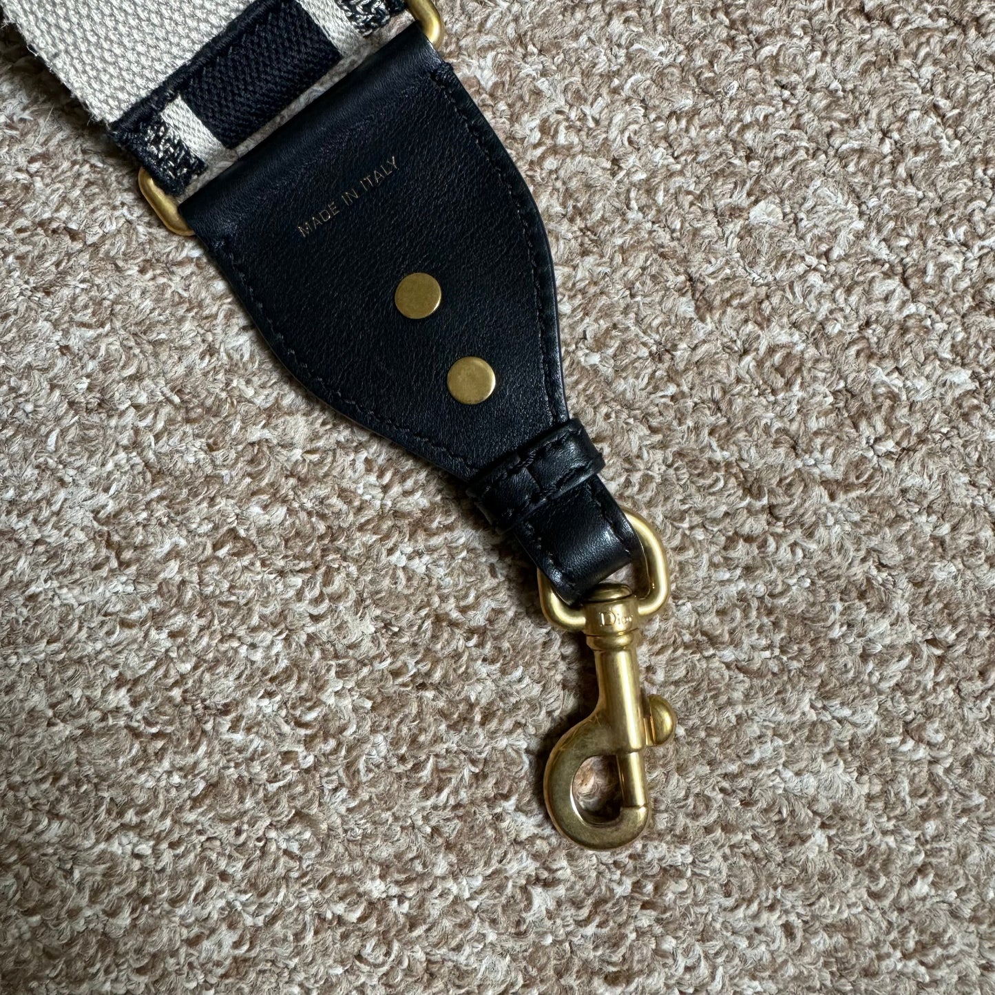 Dior Saddle Strap black canvas with Dior Logo