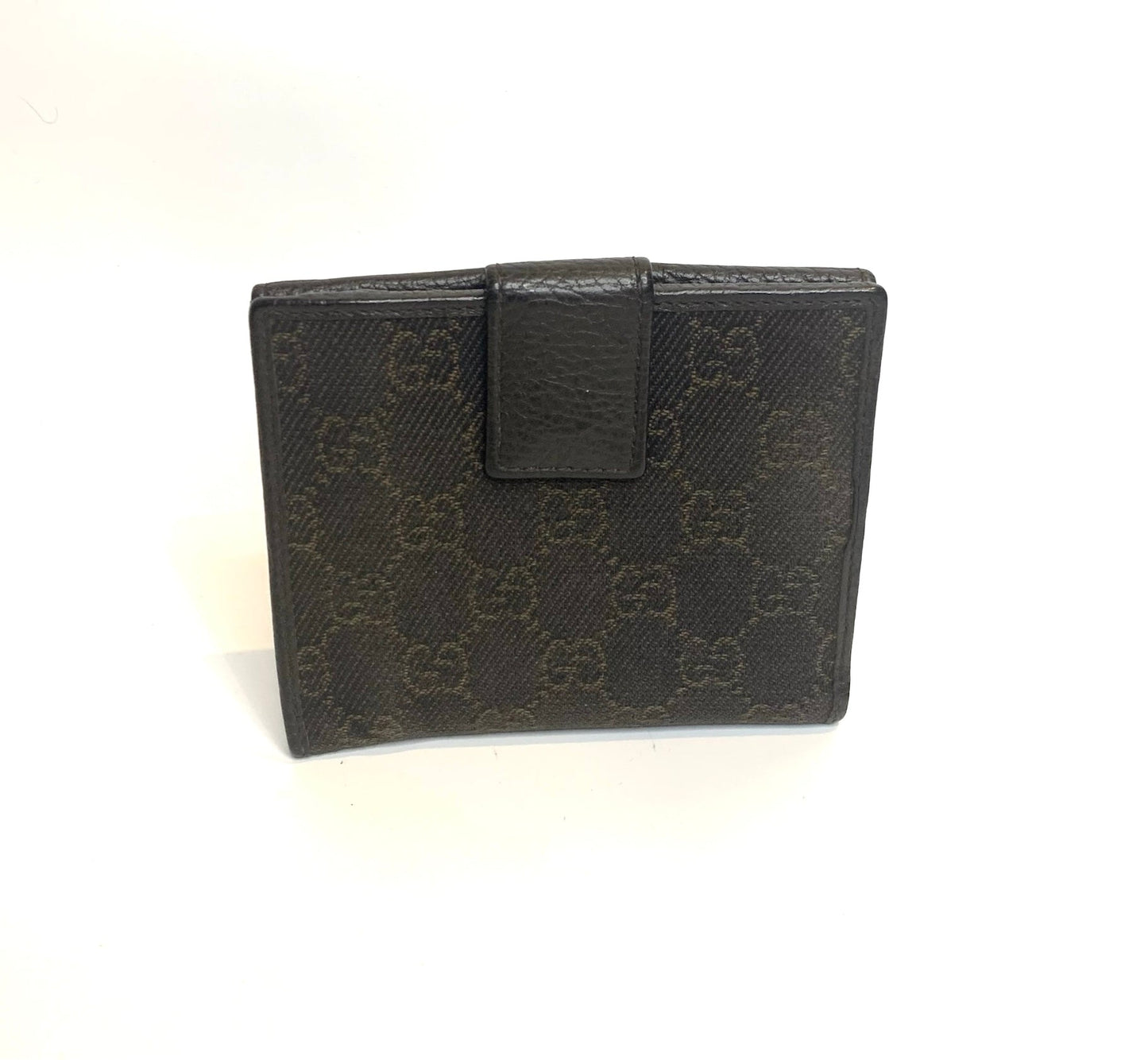 Gucci Calfskin Denim Monogram French Flap Wallet