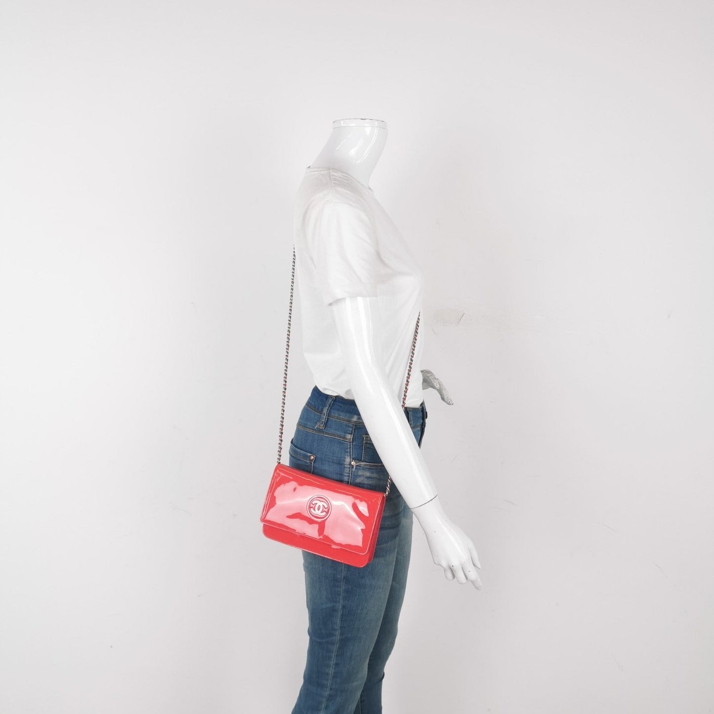 Chanel Wallet on Chain Classic Flap Coral Pink Patent Leather