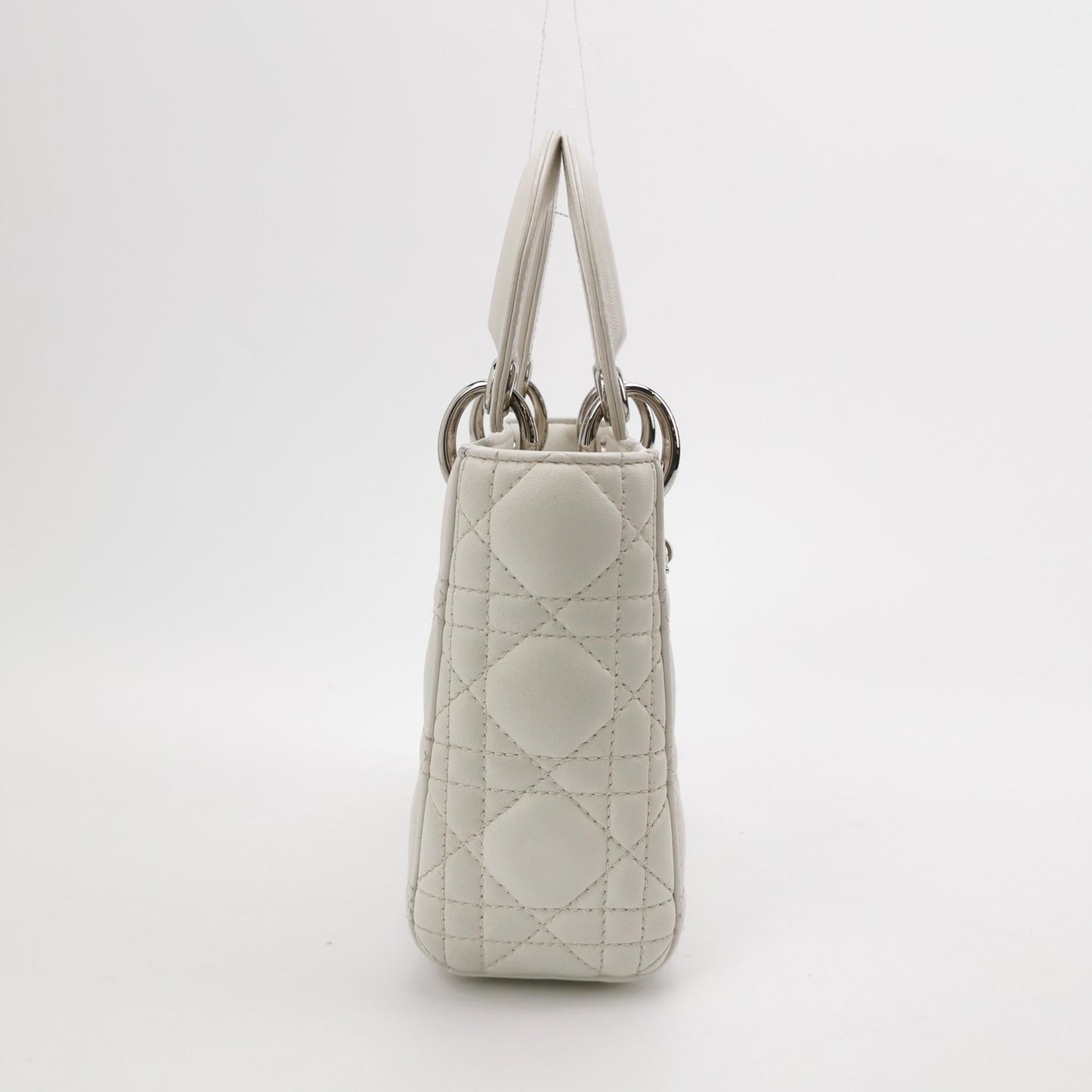 Lady Dior Mini White Lambskin Leather Silver HW Chain Strap 2018