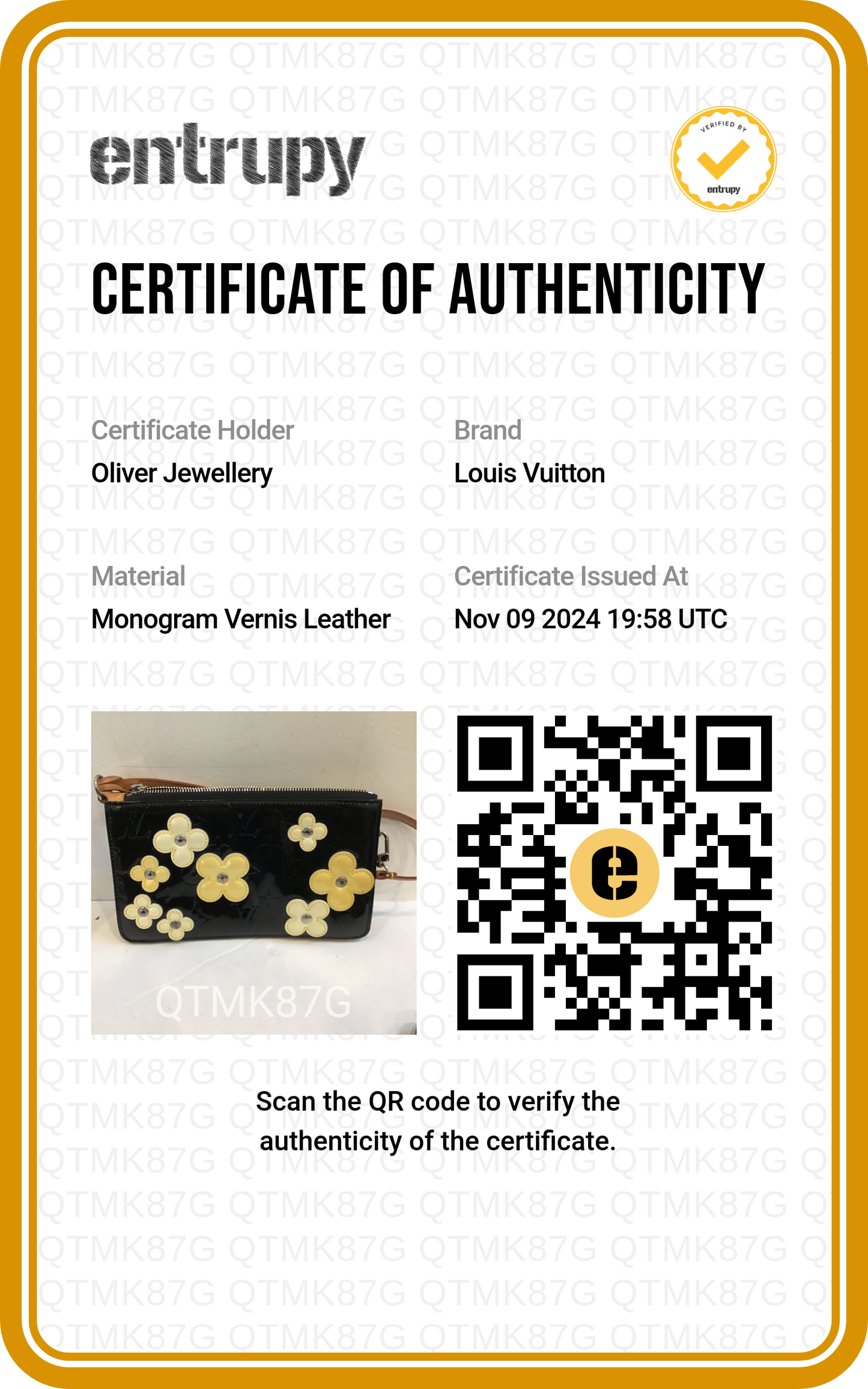 Louis Vuitton Black Monogram Vernis Leather Lexington Fleur Pochette