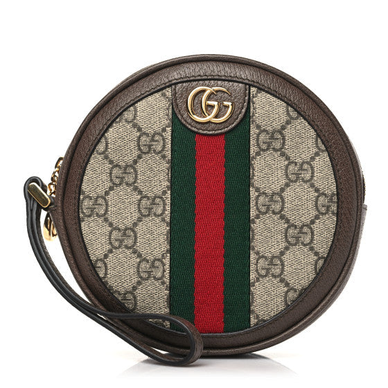 GG Supreme gucci Monogram Web Ophidia Circle Wristlet Beige