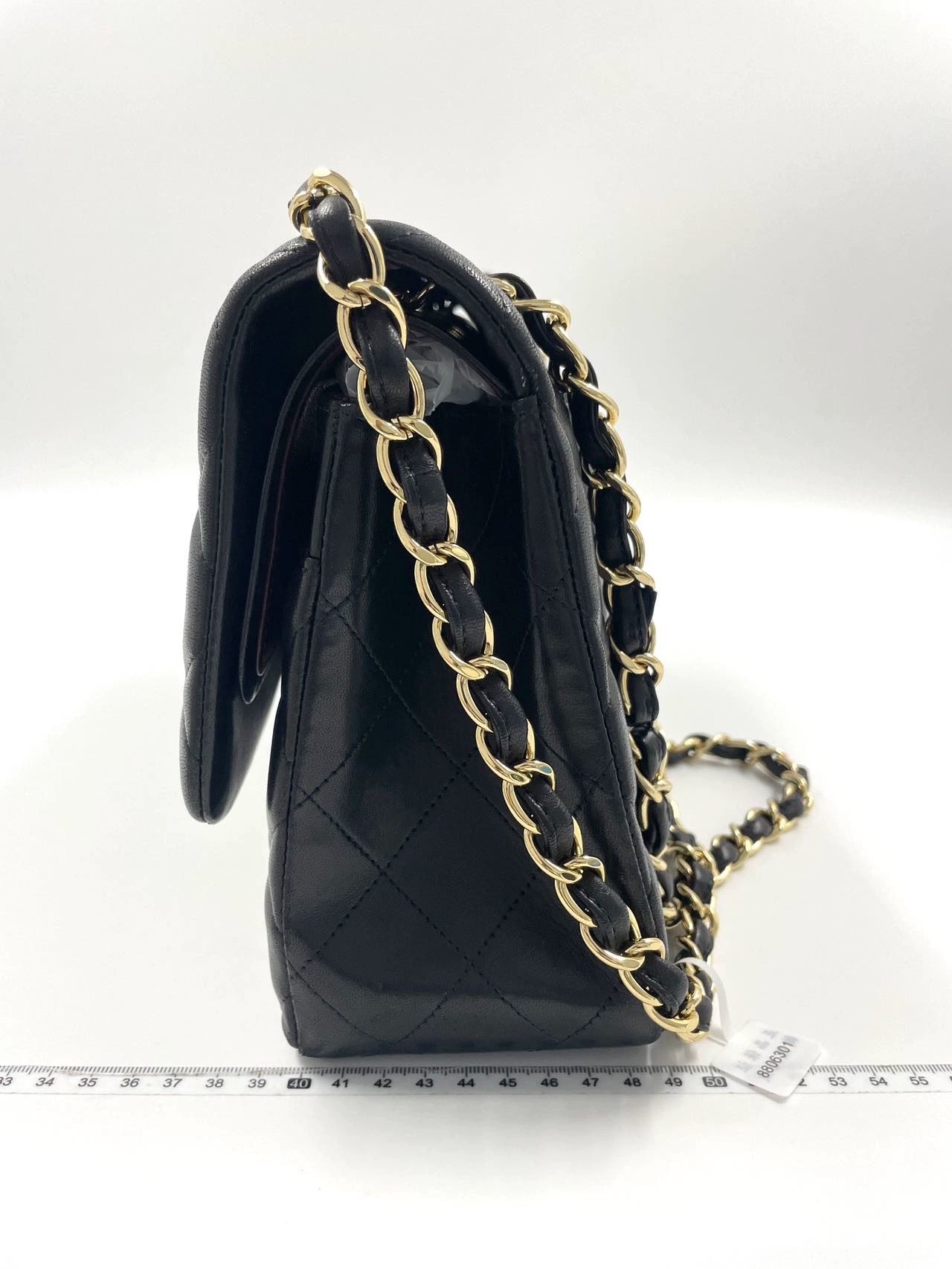 Chanel Classic Flap Jumbo 2012 Black Lambskin Leather Double Flap with Gold Hardware