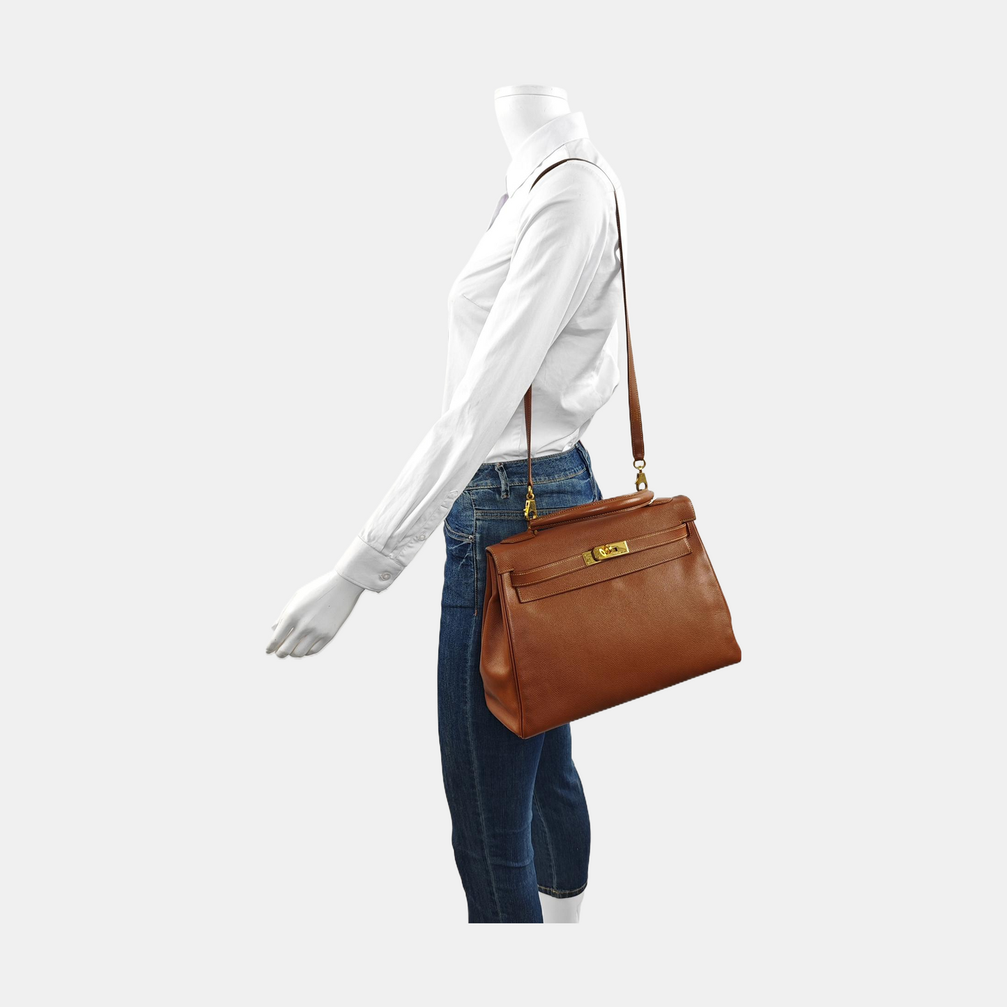 Hermes Kelly 32 Vintage Gold Epsom Retourne Gold Hardware 1993