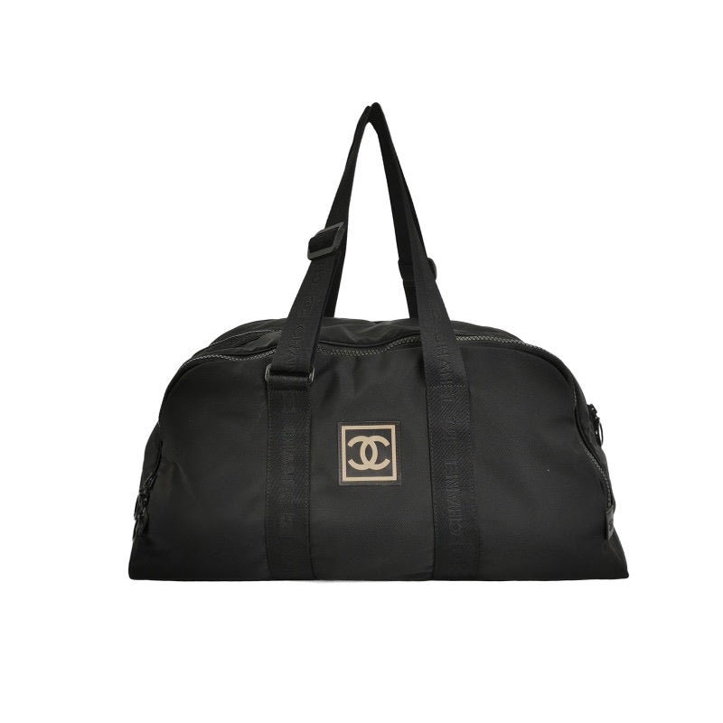 Chanel Travel Line Boston /Bowling Bag Maxi Black Fabric 2003-2003