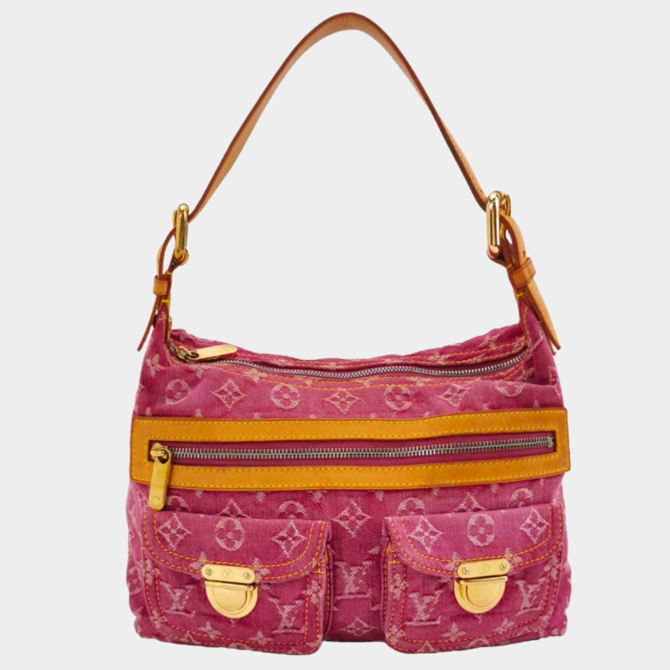 Louis Vuitton Monogram Pink Denim Baggy PM Shoulder Bag