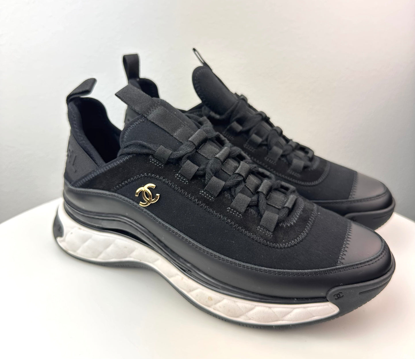 Chanel Mixed Fabric Sneakers in Black