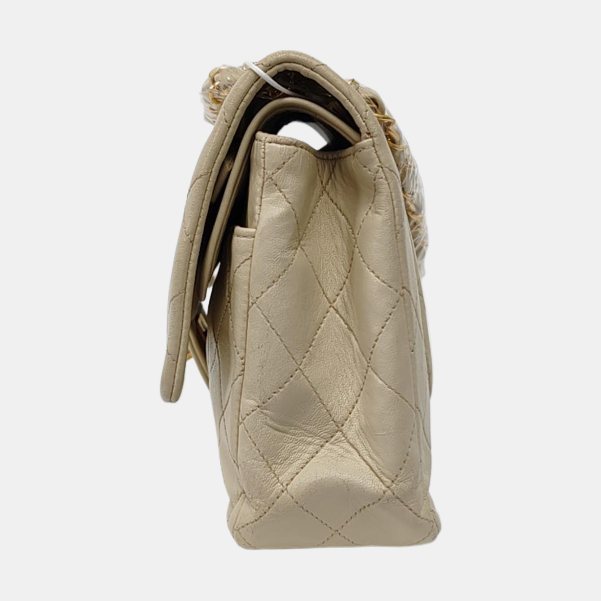 Chanel Classic Flap Medium Light Beige Lambskin Leather with Gold Hardware 1991-1994