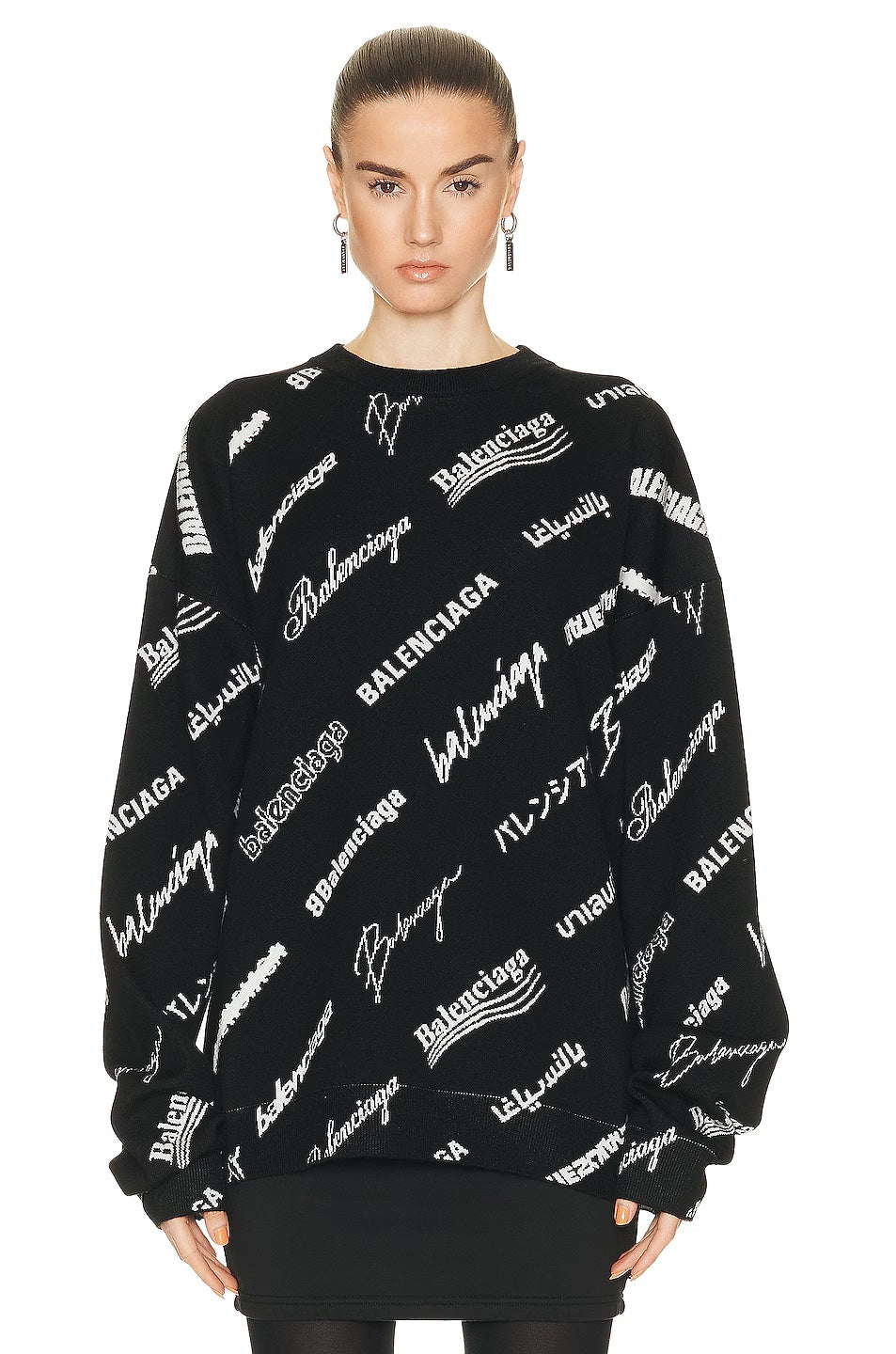 BALENCIAGA LUNAR ALL-OVER LOGO CREWNECK SWEATER