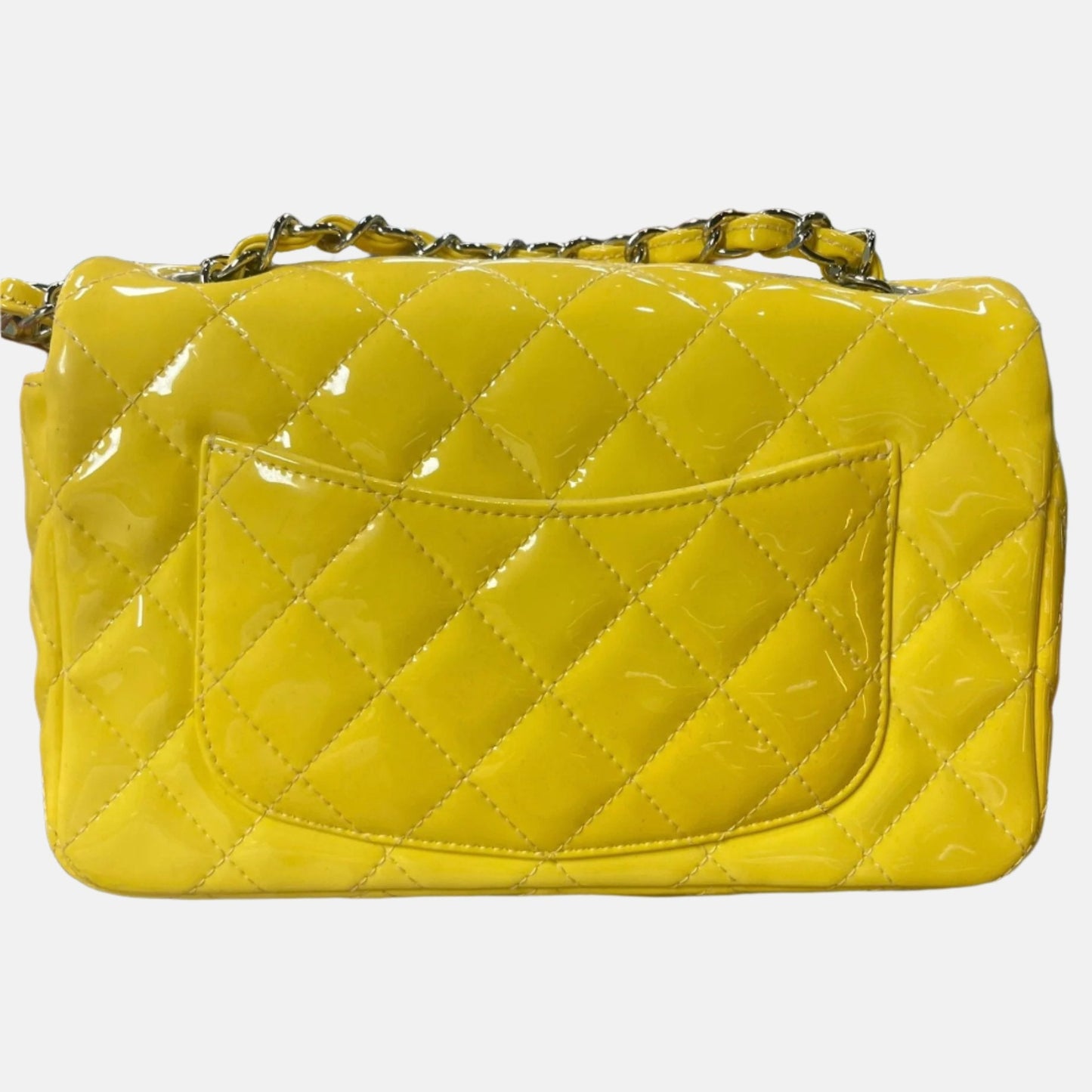 Chanel Classic Flap Rectangular Mini Yellow Patent Leather Silver HW, 2014-2015