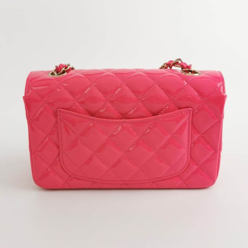 Chanel Classic Flap Rectangular Mini Pink Patent Leather Gold-tone Hardware, 2019