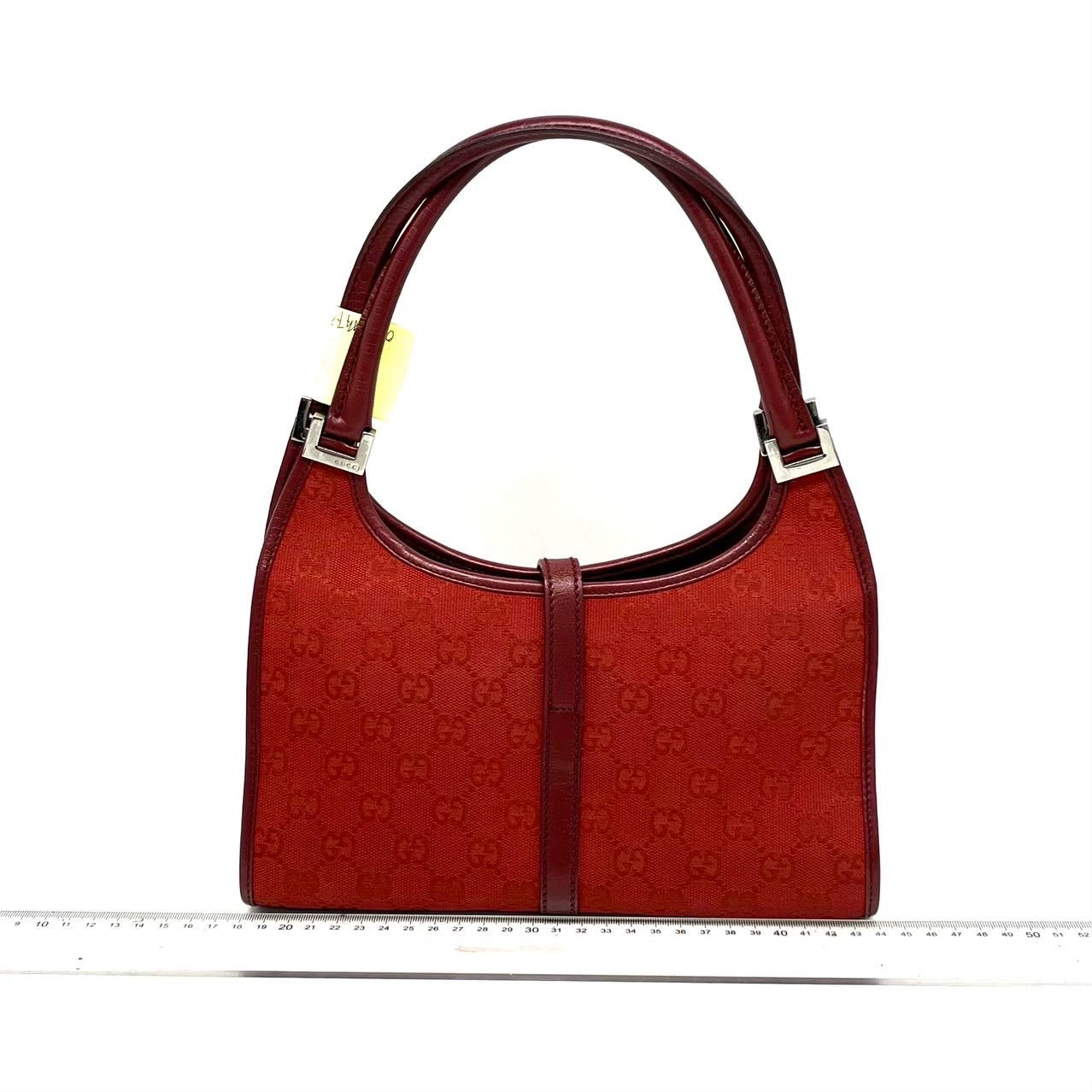 Gucci Jackie Vintage Red Monogram Fabric and Leather Shoulder Bag