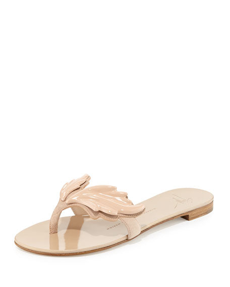 GIUSEPPE ZANOTTI WINGED THONG FLAT SANDAL SIZE 38.5